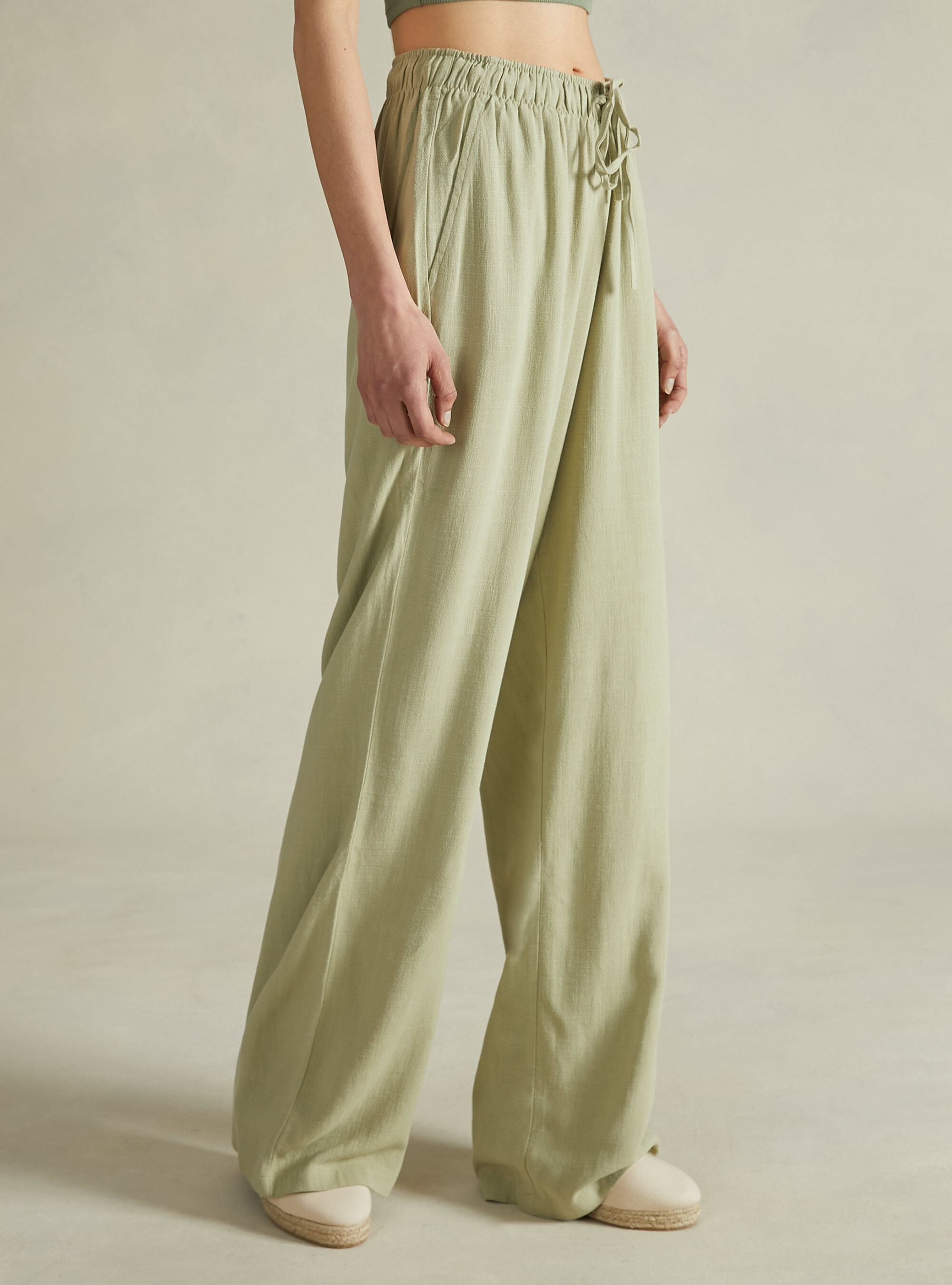 Palazzo-Hose aus einer Leinenmischung, KY3 KAKY LIGHT