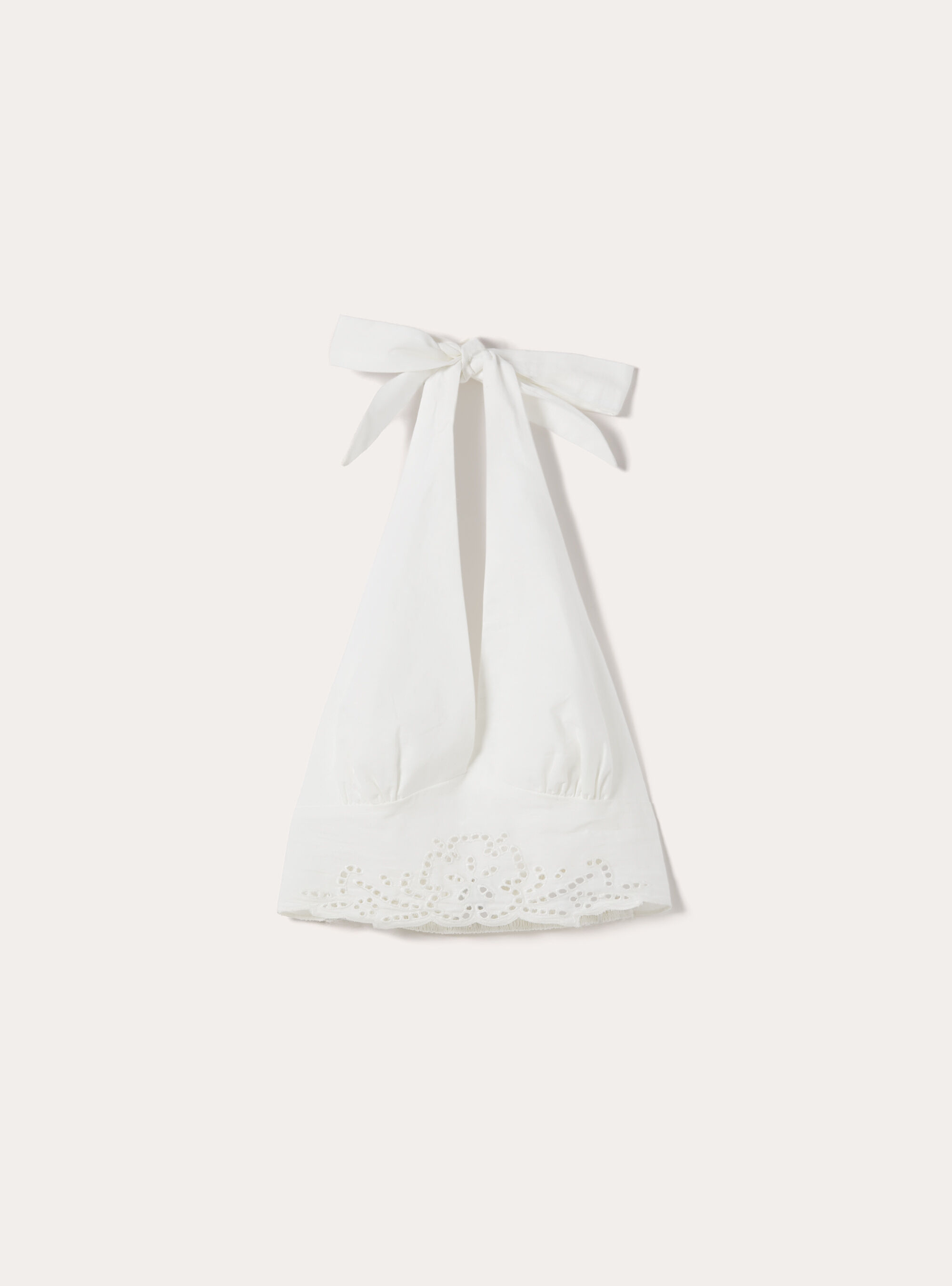 Top halter  sangallo in misto lino, WH2 WHITE