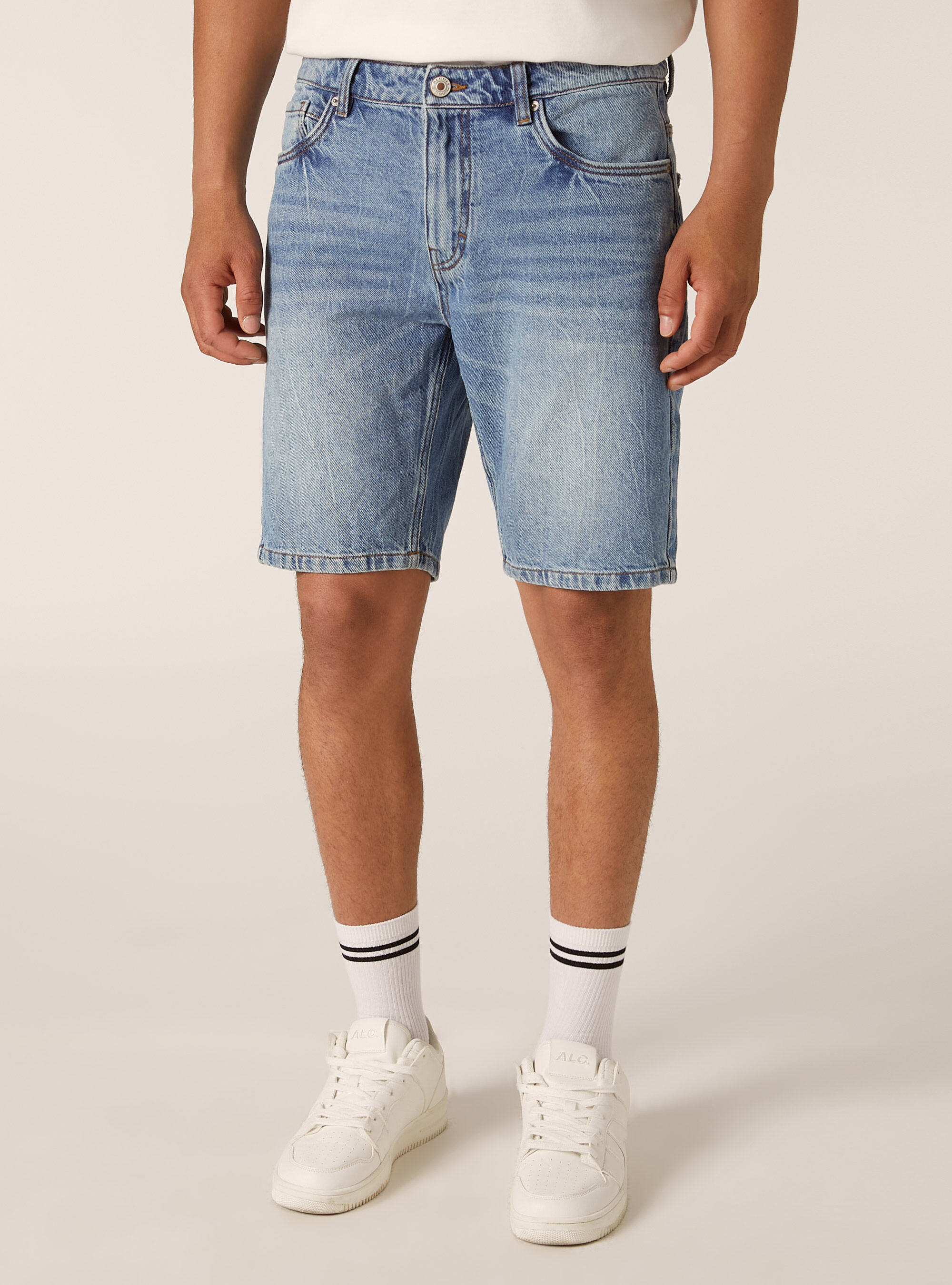 Regular Fit Denim Bermuda Shorts, D004 MEDIUM LIGHT BLUE