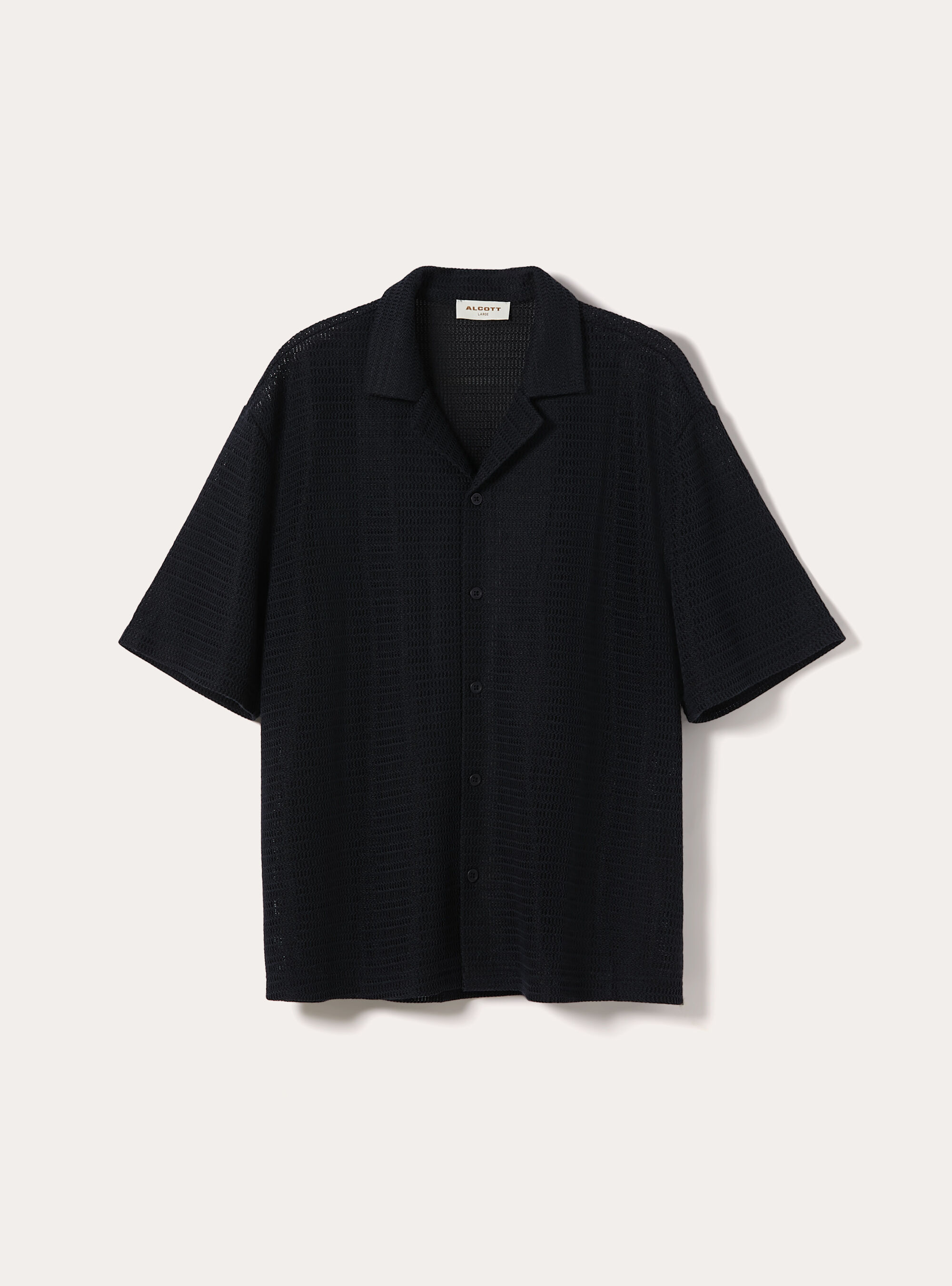 Camicia bowling regular fit effetto rete, NA1 NAVY DARK