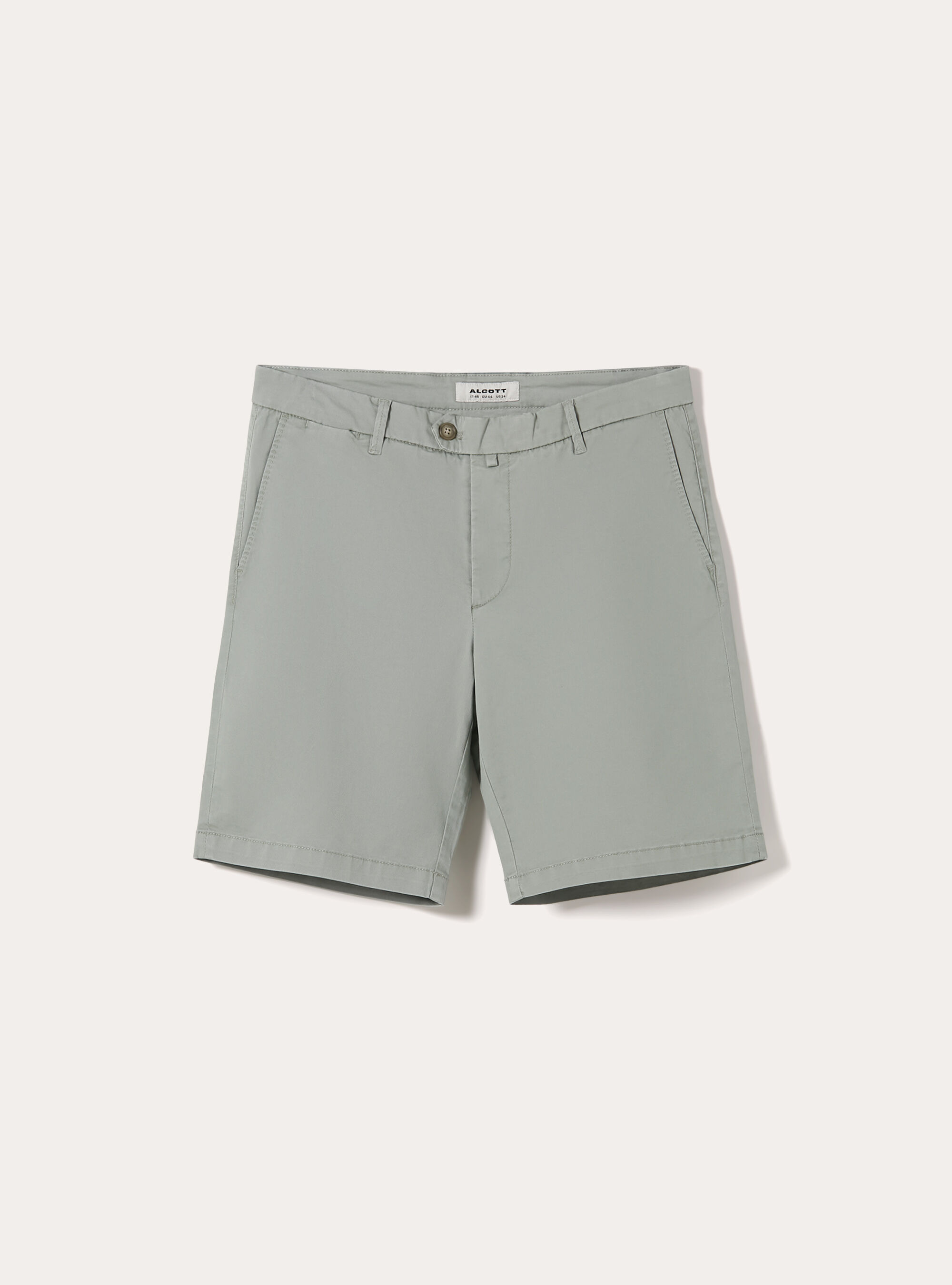 Bermuda in twill elasticizzato basico, SG3 SAGE LIGHT