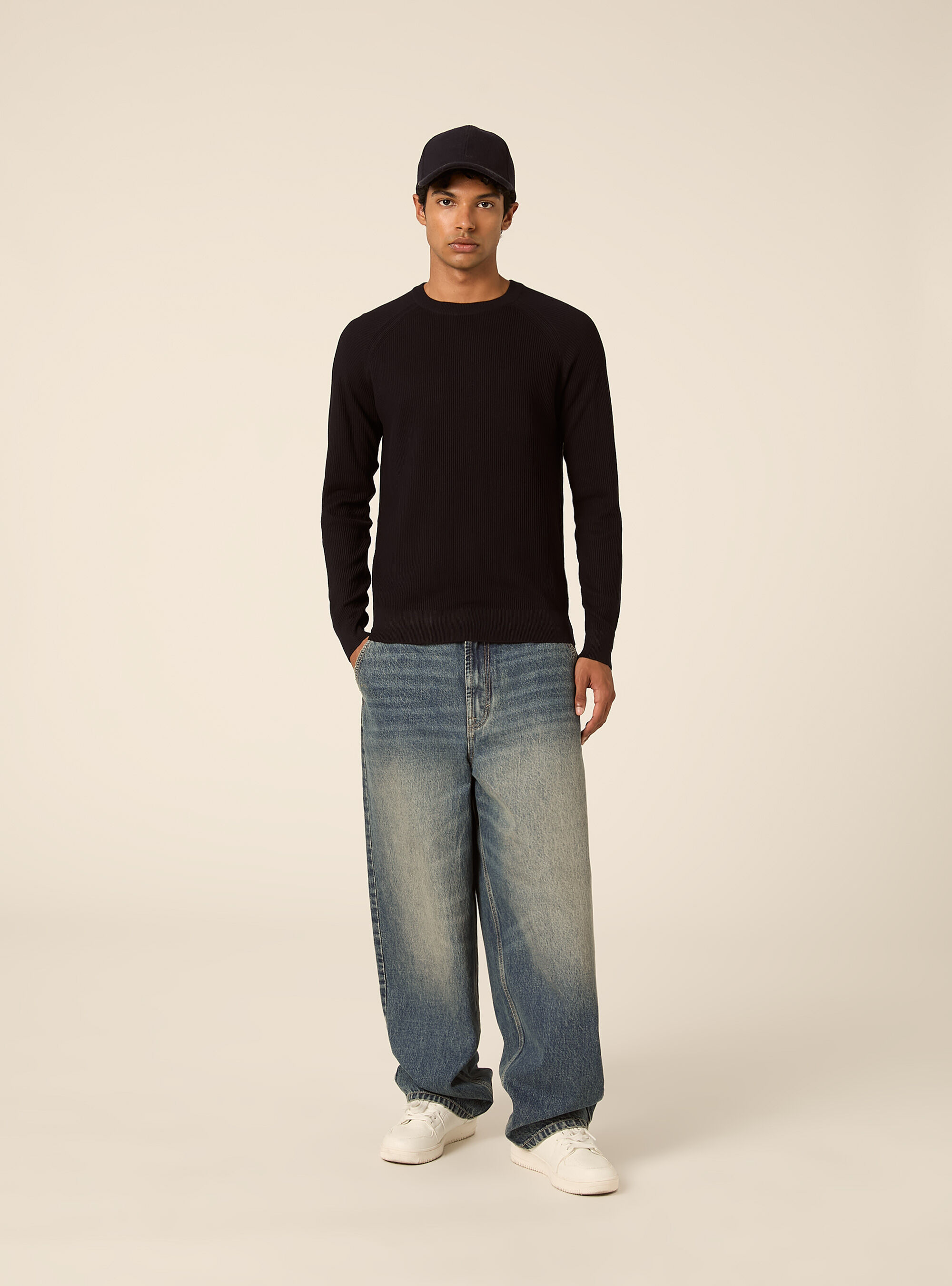 Maglia girocollo in misto cotone regular fit
