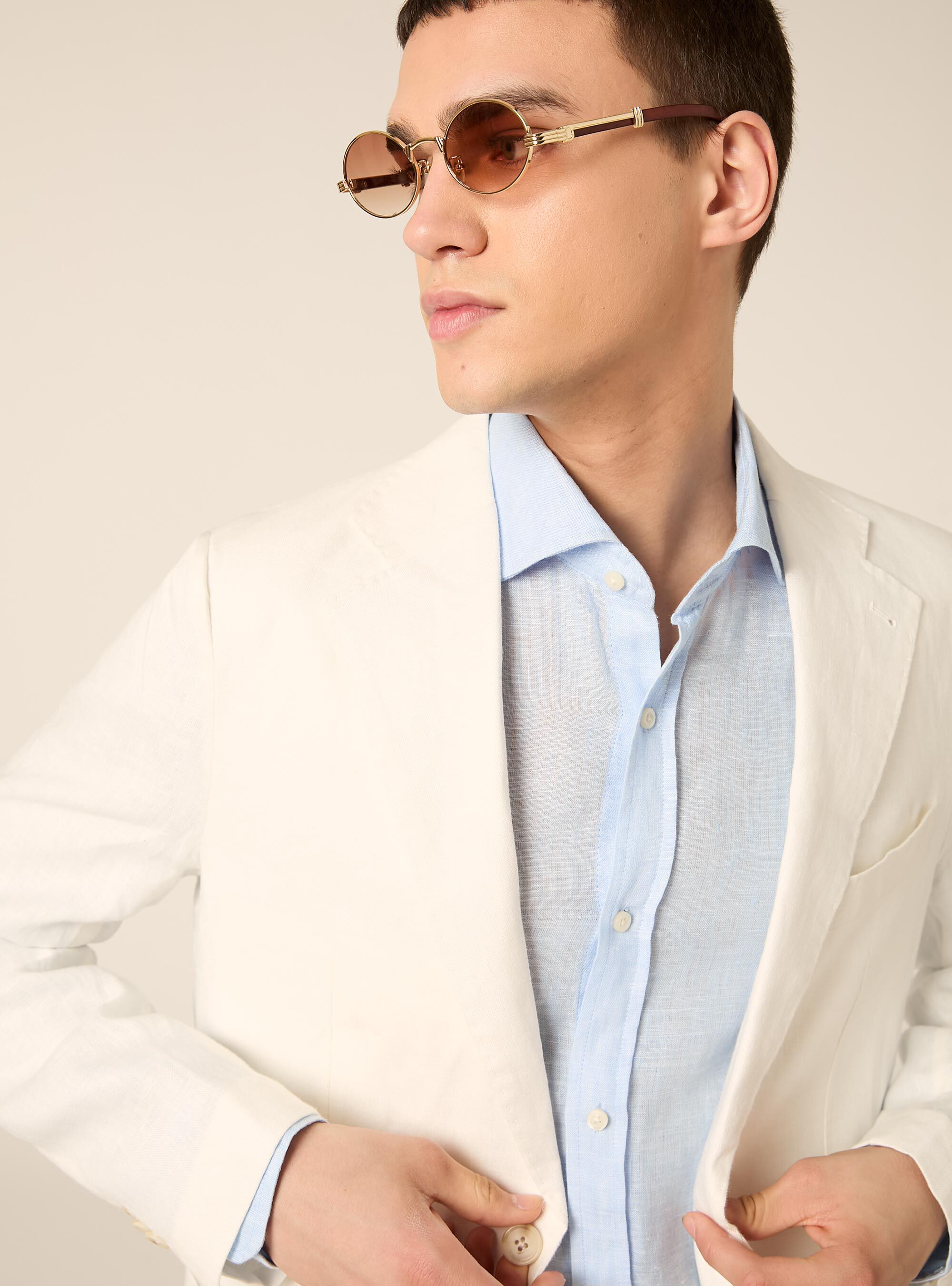 Giacca in lino monopetto, WH1 OFF WHITE