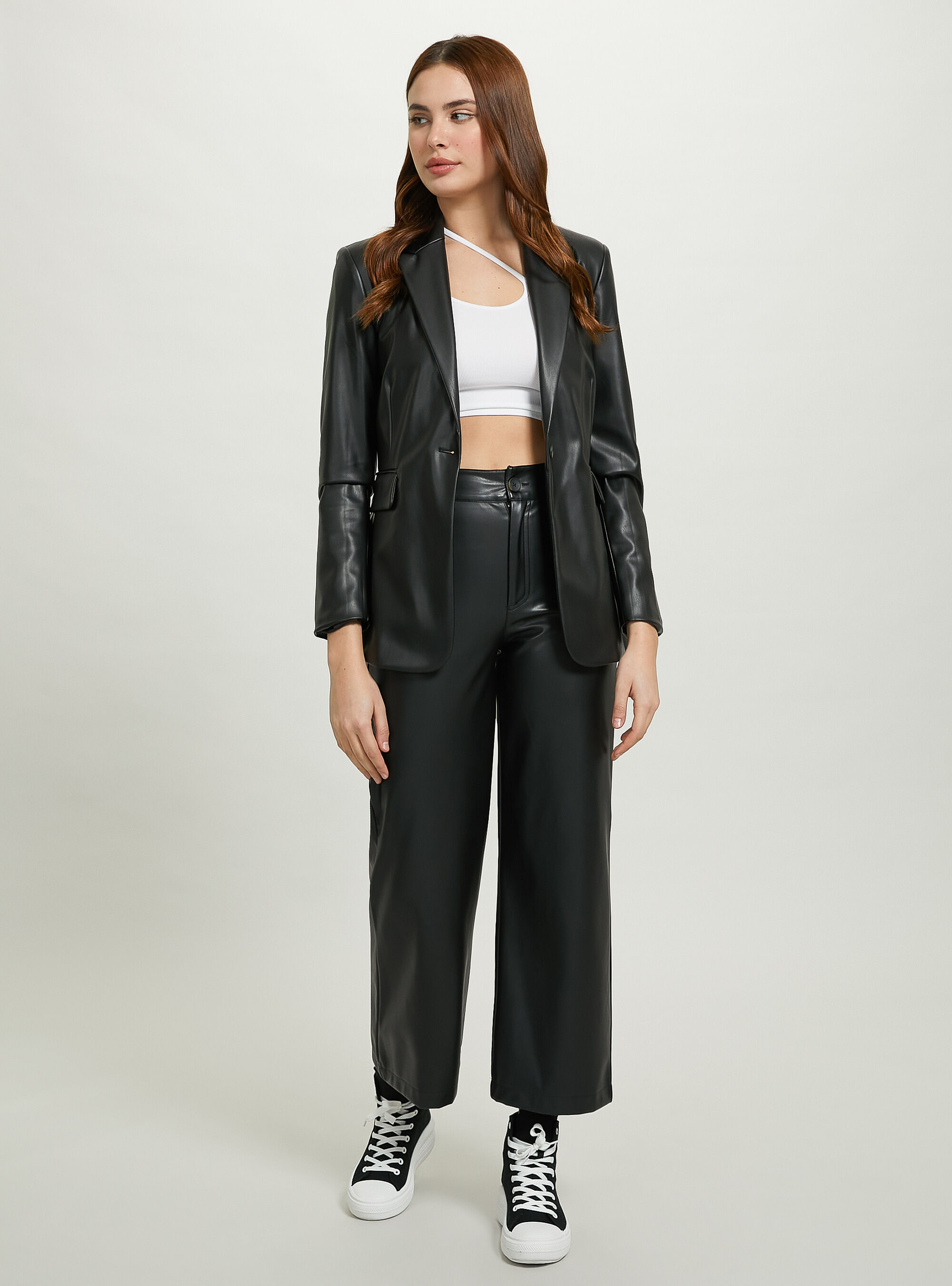 Pantalon simili store cuir femme bershka