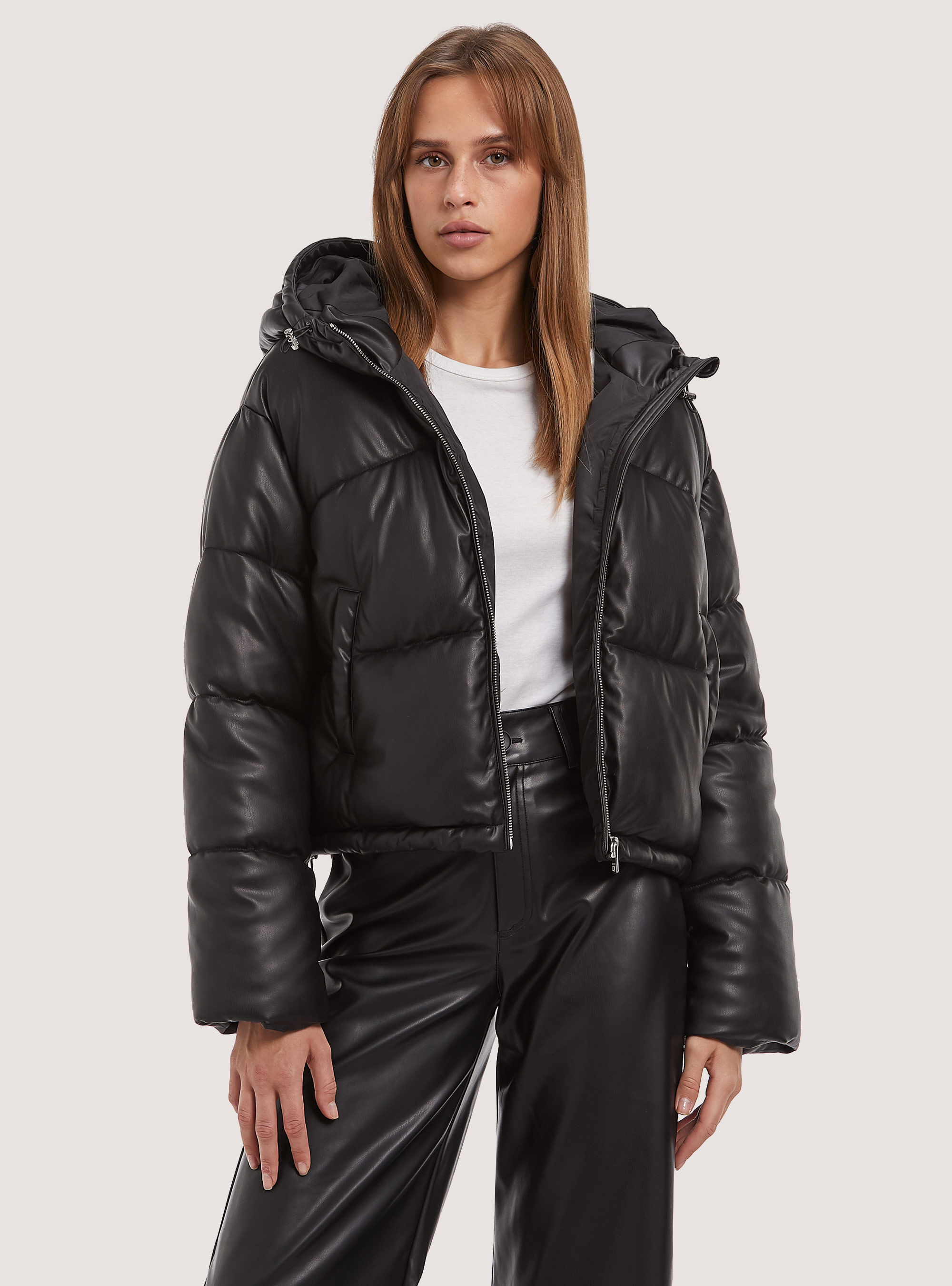Leather effect bomber jacket