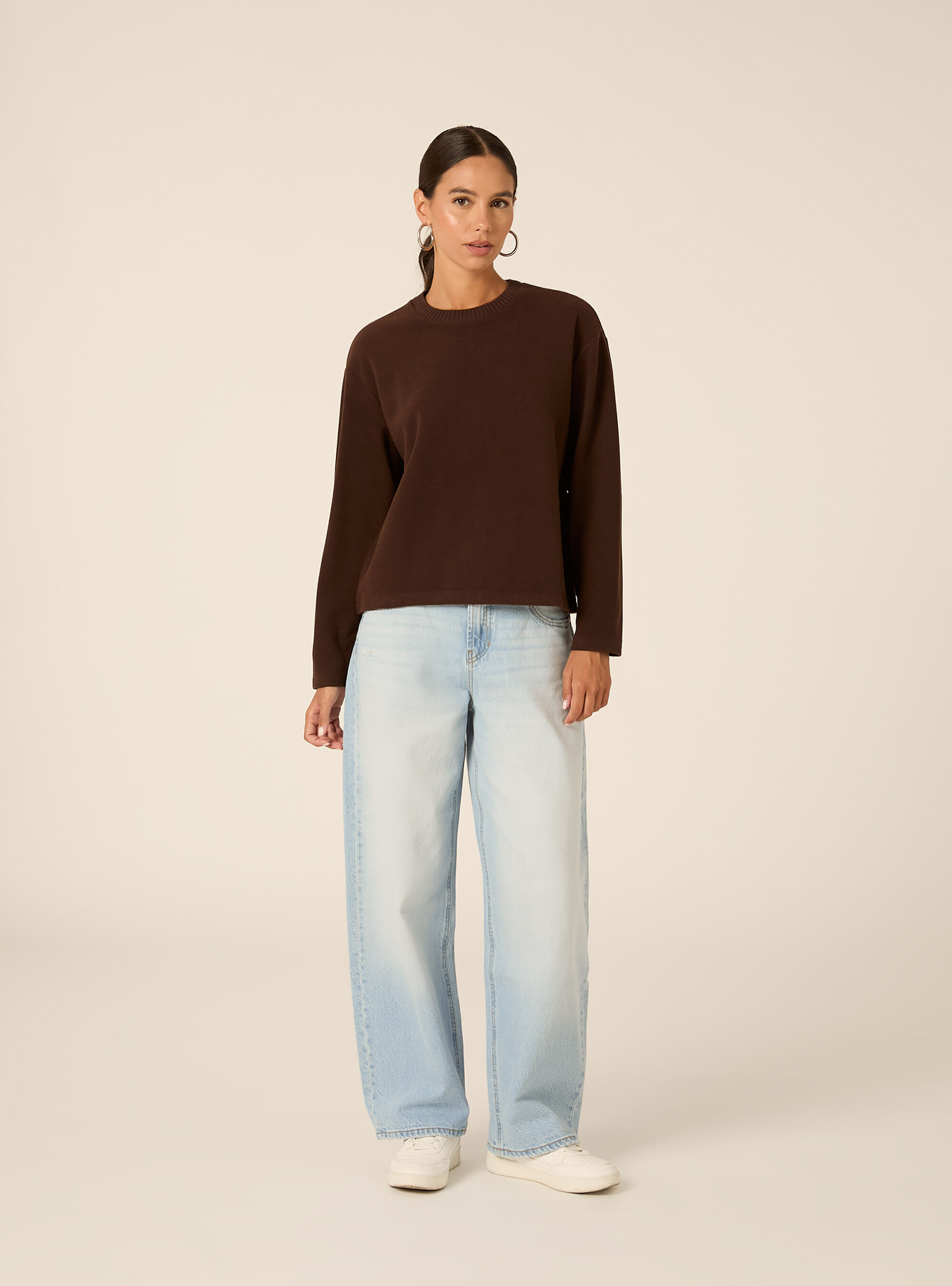 Maglia collo rotondo, BR1 BROWN DARK