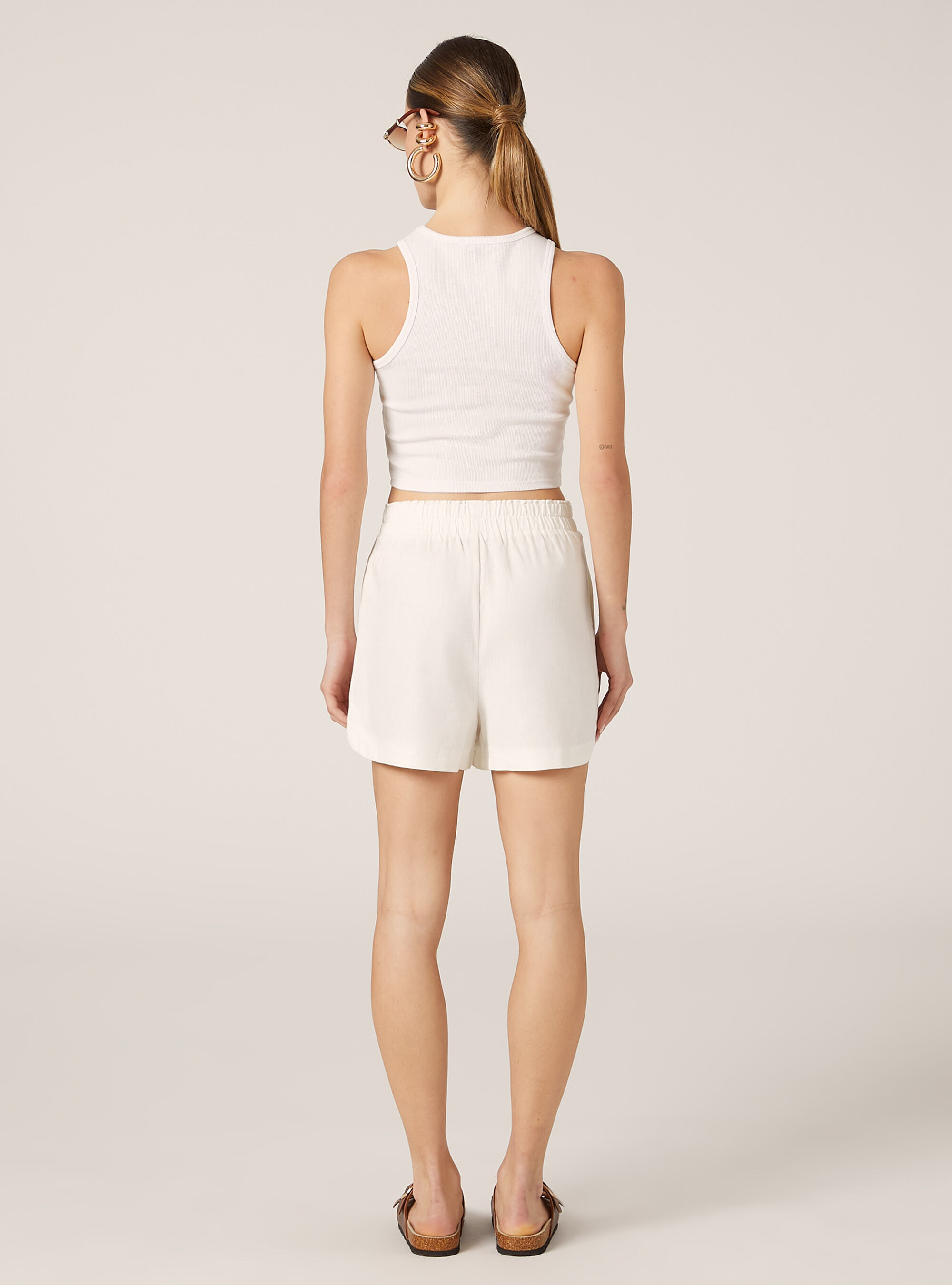 Linen-blend shorts, WH2 WHITE