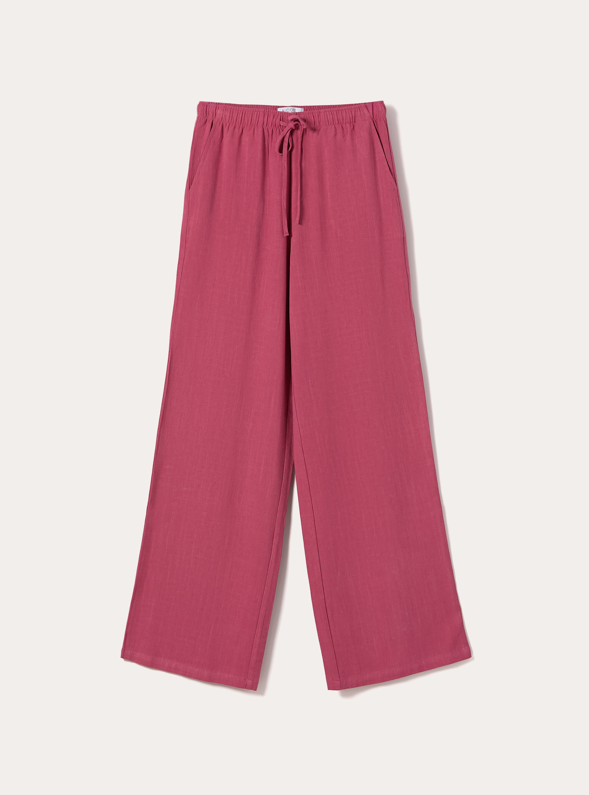 Pantaloni wide leg in misto lino, PK1 PINK DARK