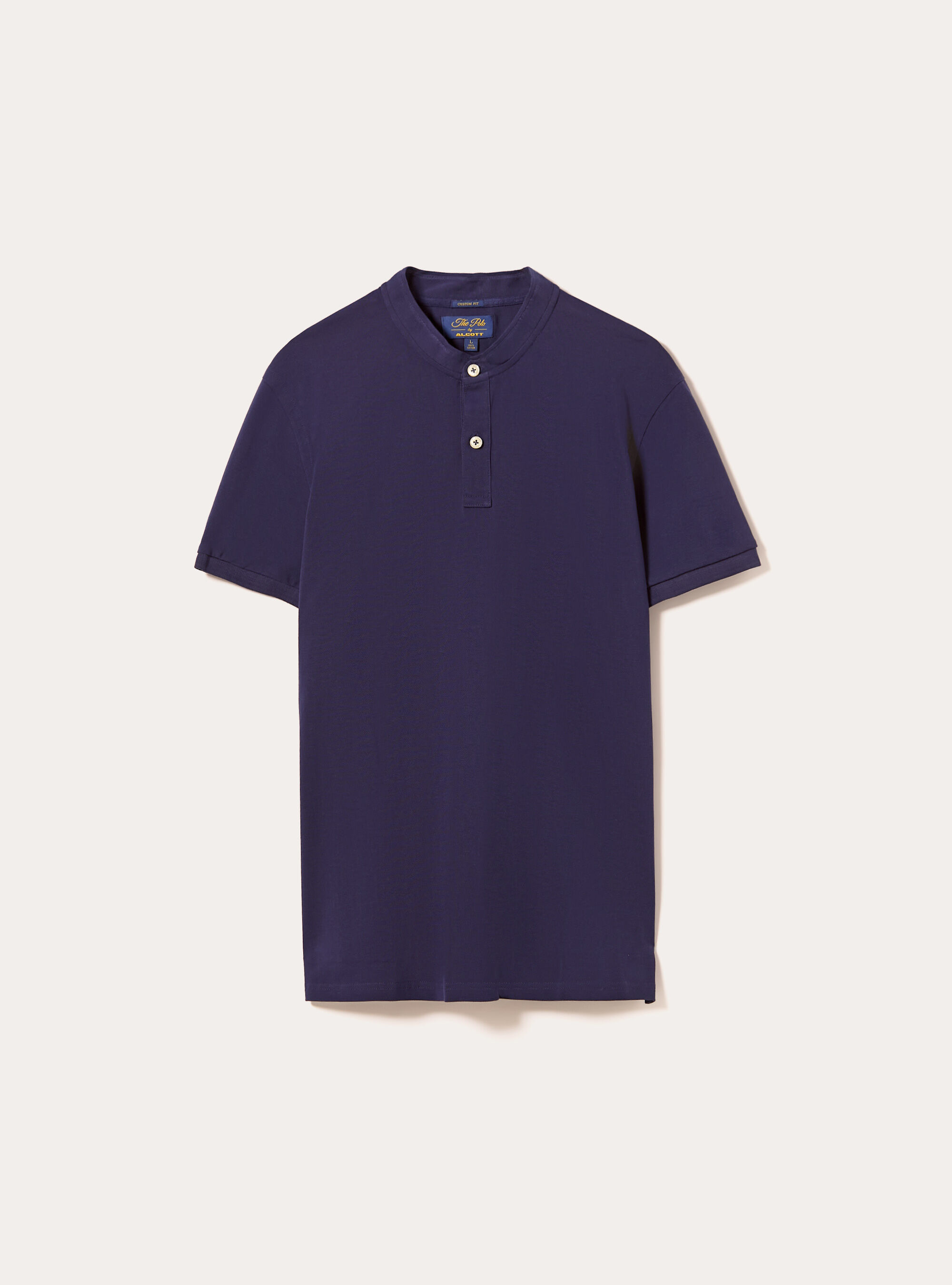 Cotton polo shirt with Korean collar, NA2 NAVY MEDIUM
