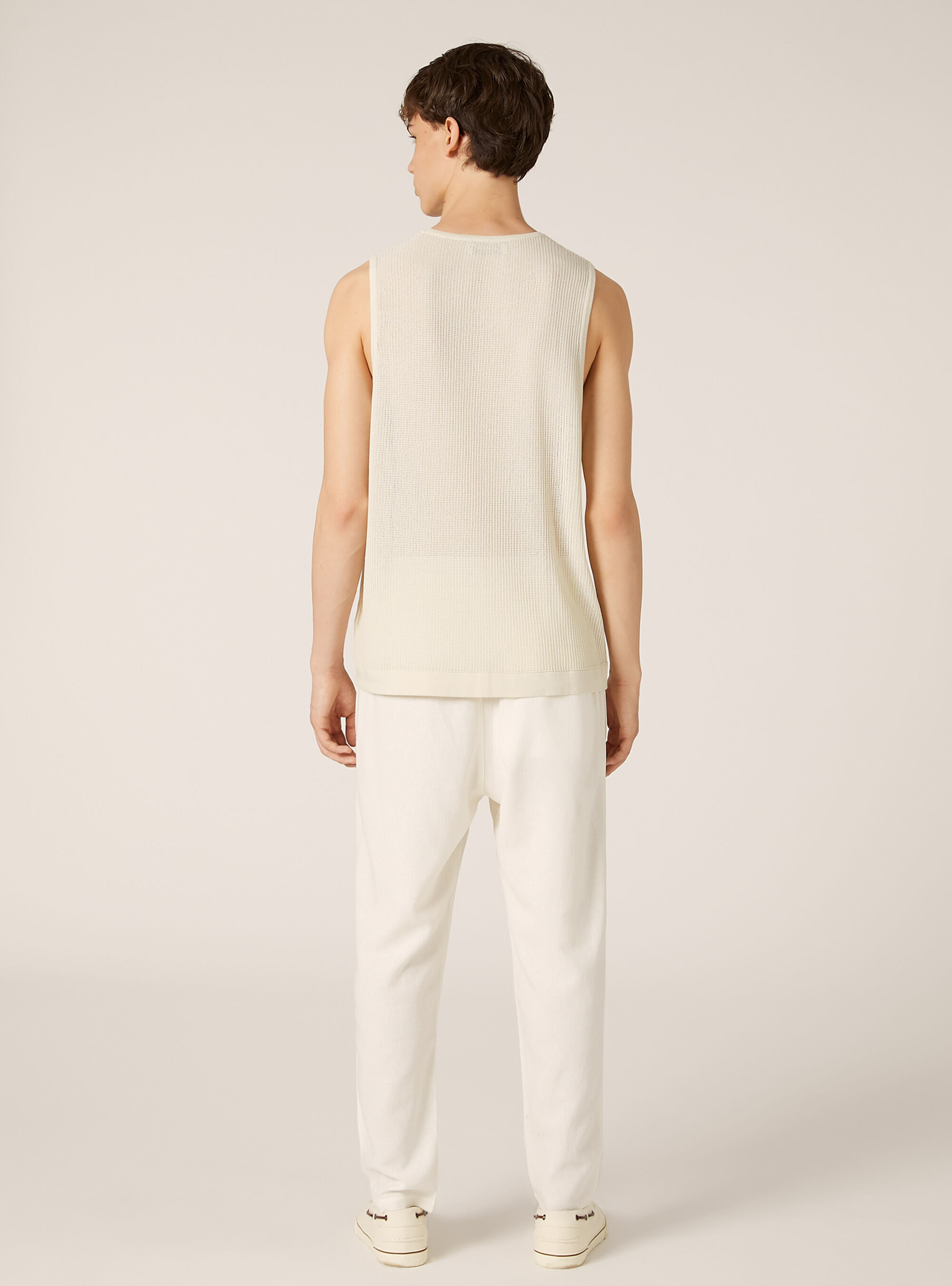 Canotta in maglia traforata, CR3 CREAM LIGHT