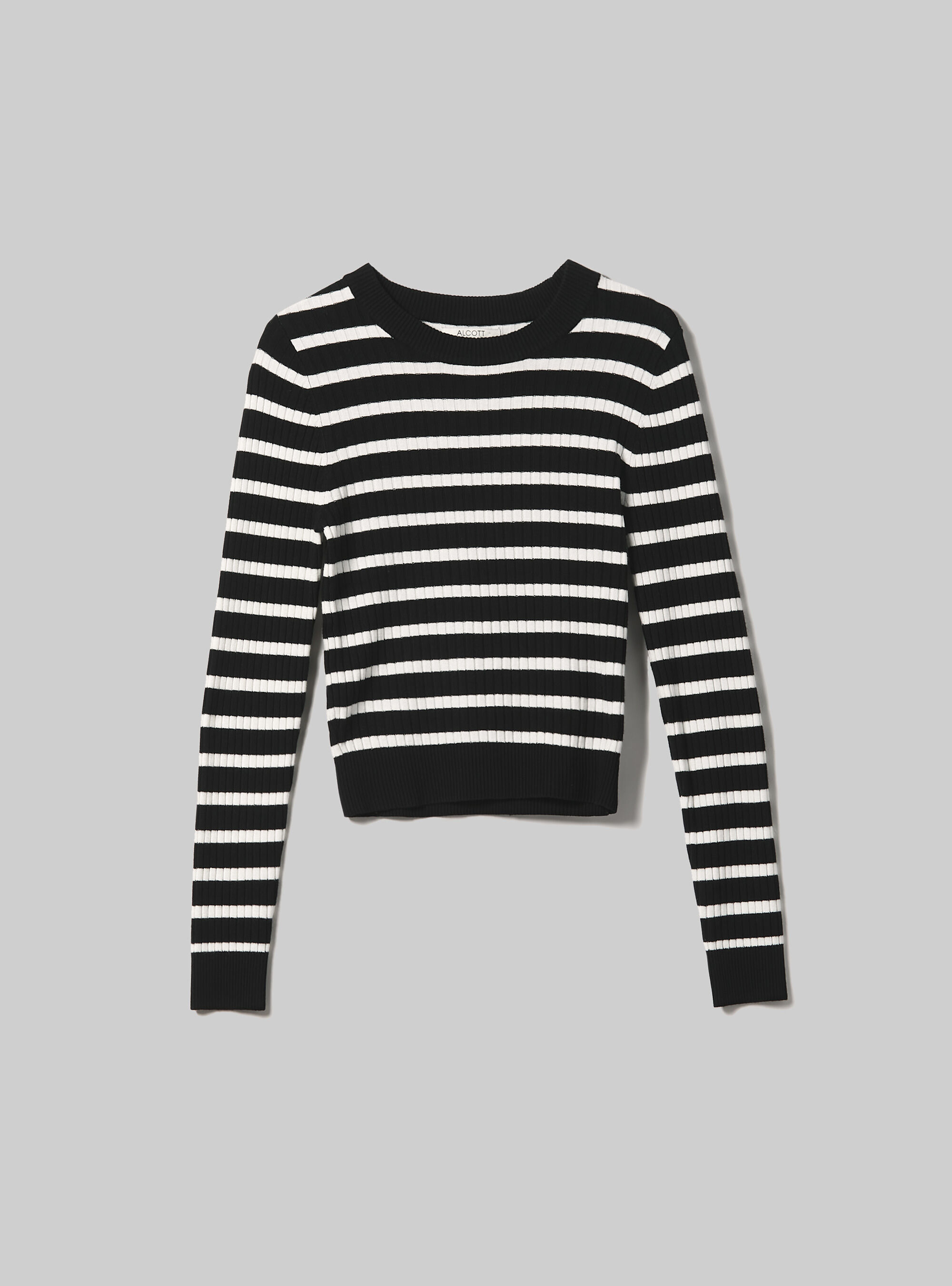 Pull ray&eacute; cotele, BK1 BLACK