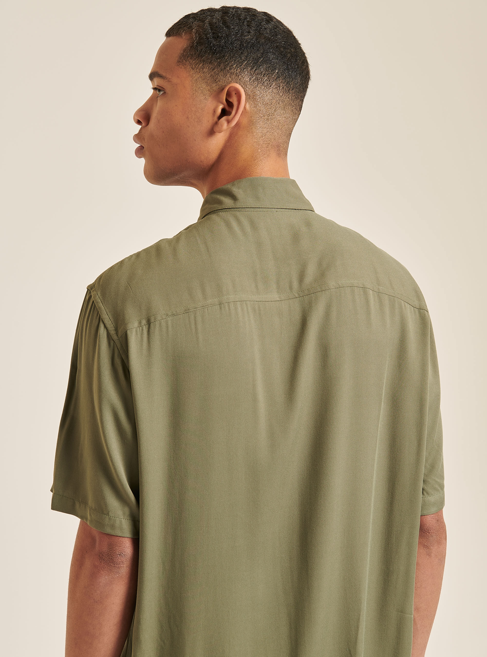 Good Enough Bowling ボタンシャツ オリーブグリーン Short sleeve shirt with bowling collar