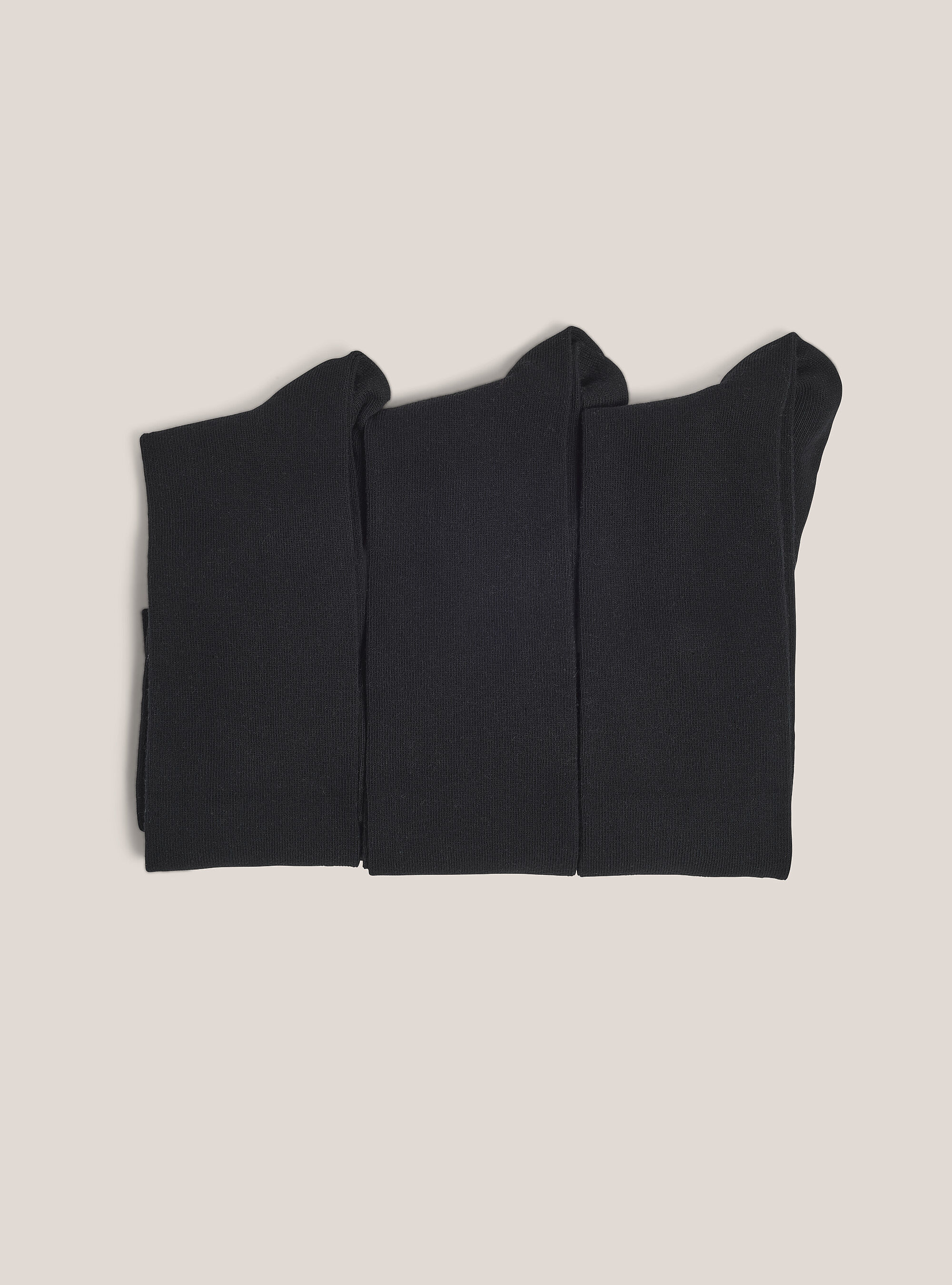 Set of 3 plain, calf-high socks, BK1 BLACK