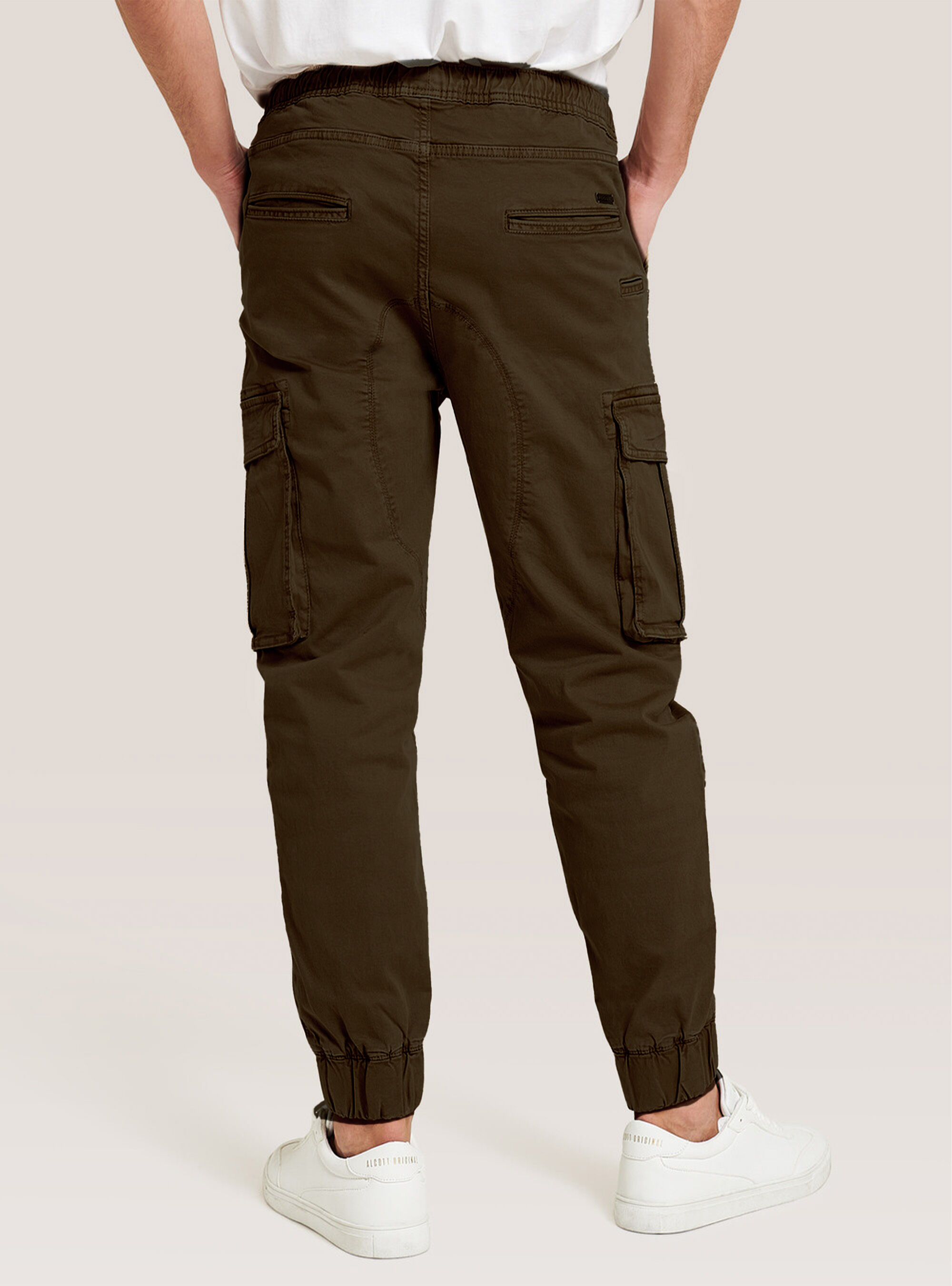 Stretch twill cargo jogger trousers, BR1 BROWN DARK