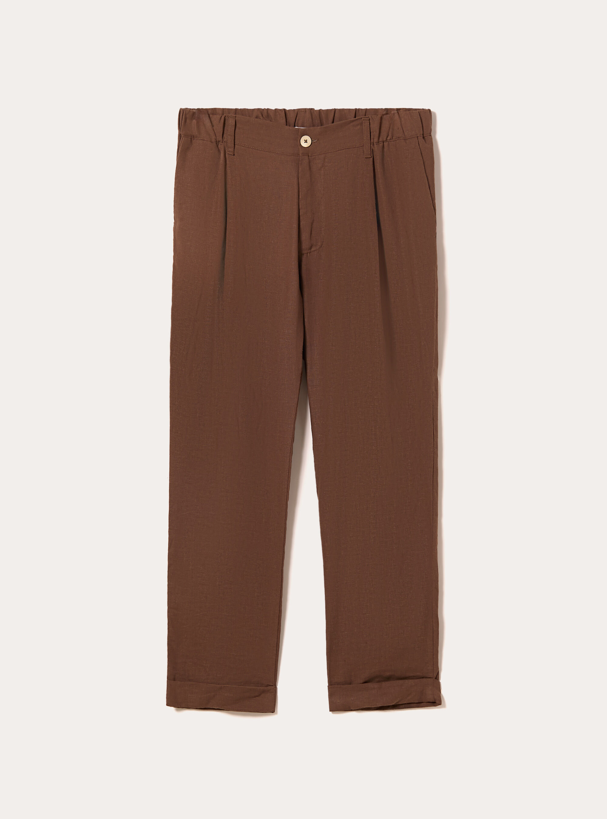 Linen blend trousers with pleats, TB2 TOBACCO MEDIUM