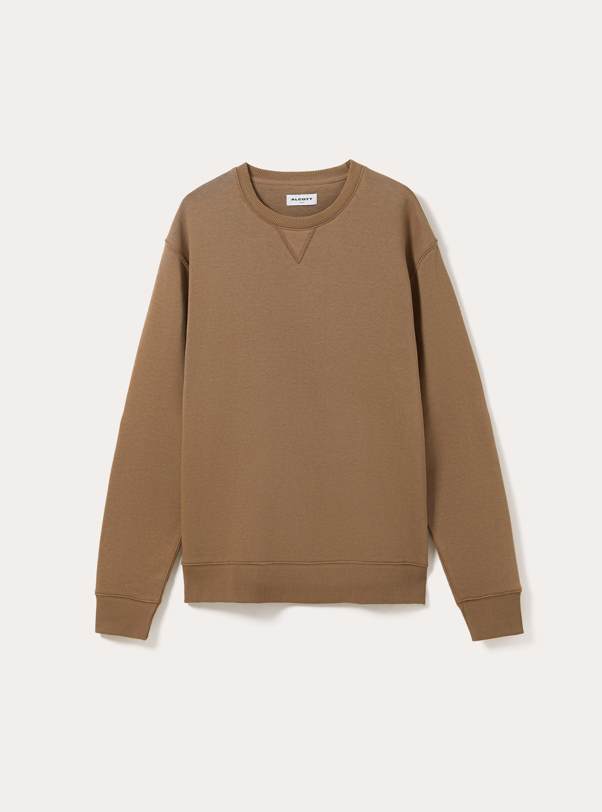 Plain-coloured crew-neck sweatshirt, BR2 BROWN MEDIUM