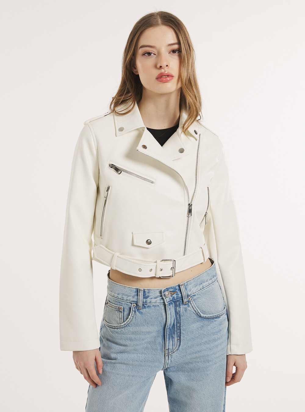 Leather effect biker jacket1