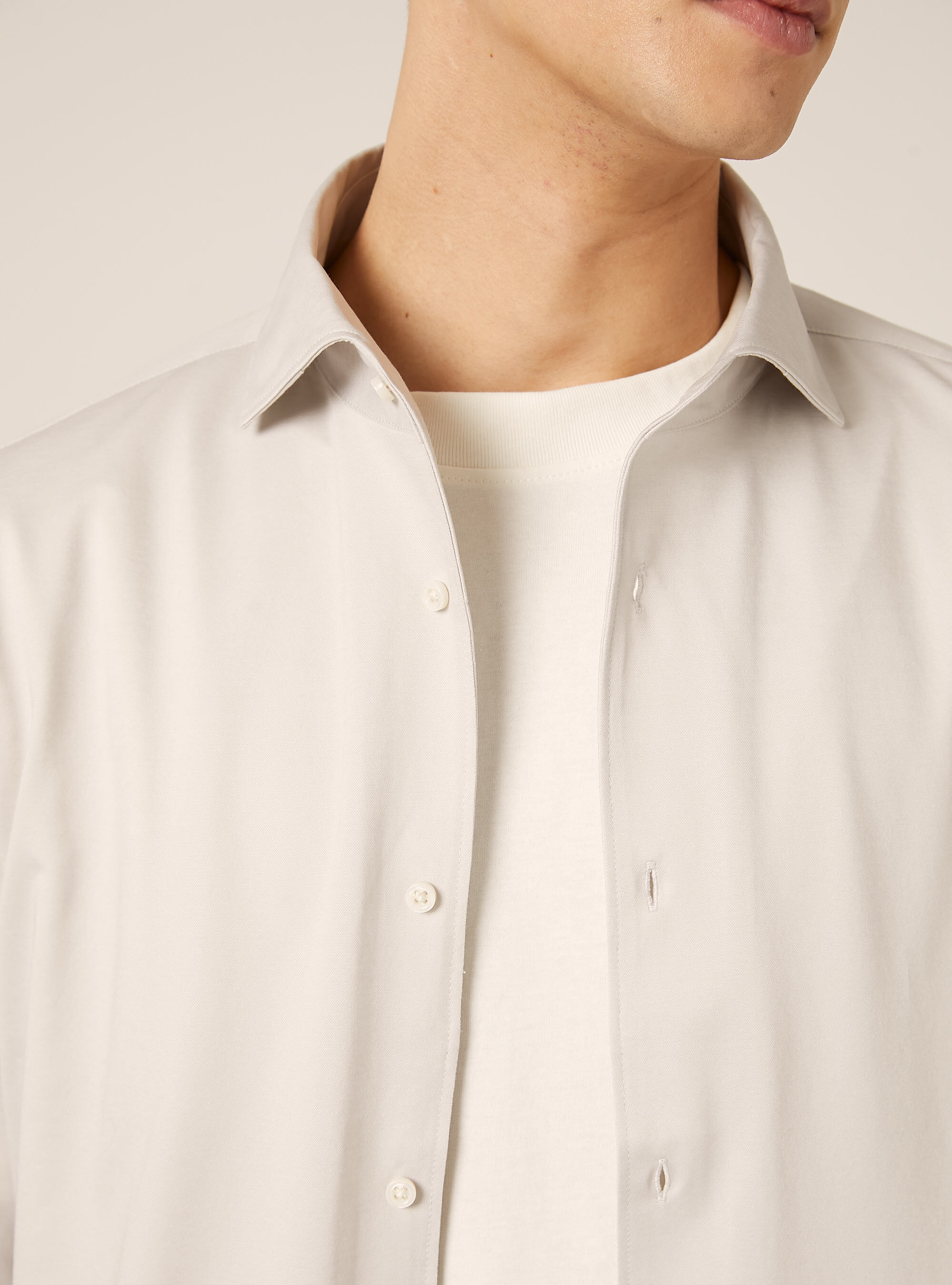 Camicia in jersey in misto cotone, MBG3 BEIGE MEL LIGHT