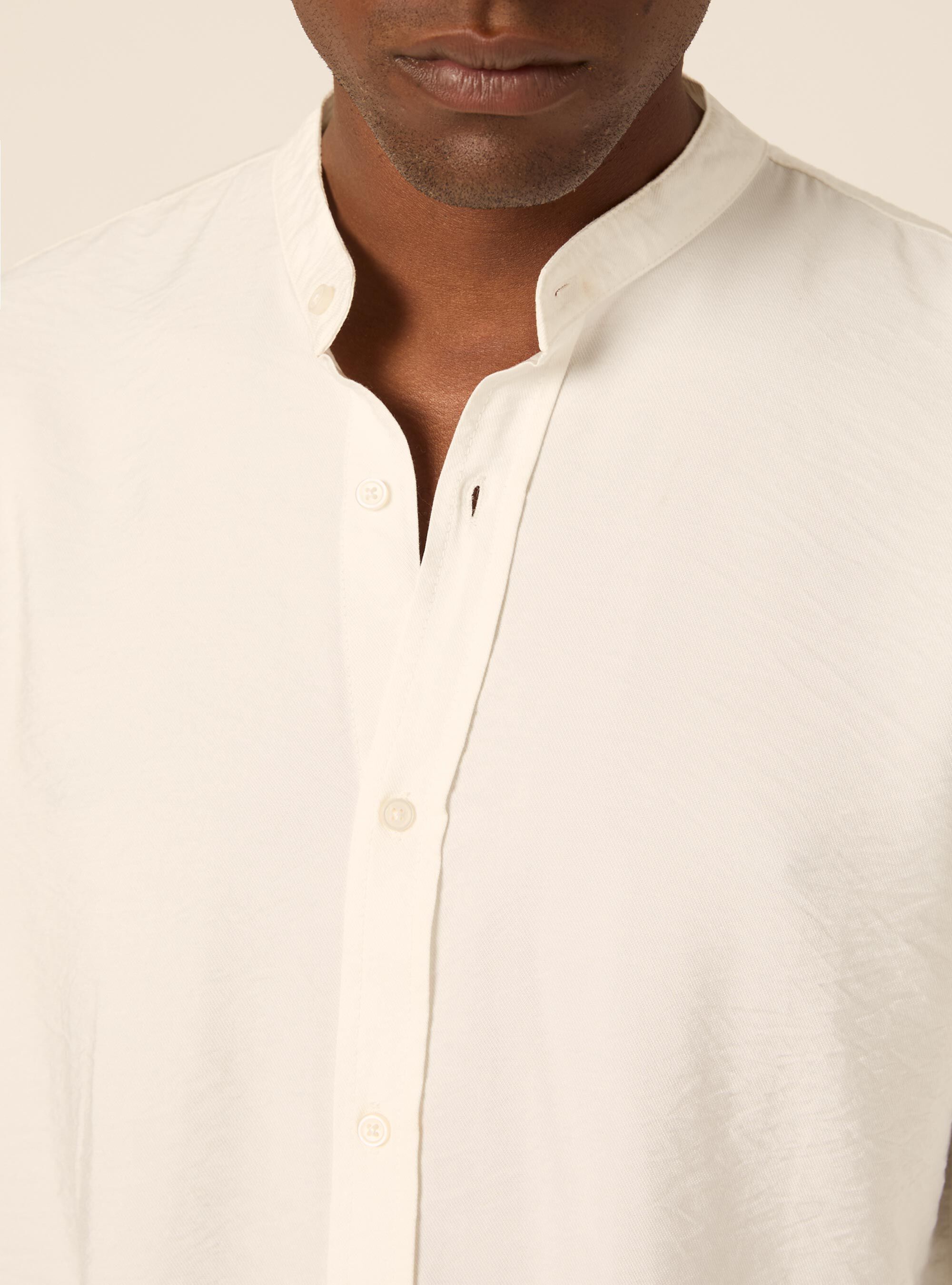 Camicia  in twill morbido, OFF WHITE