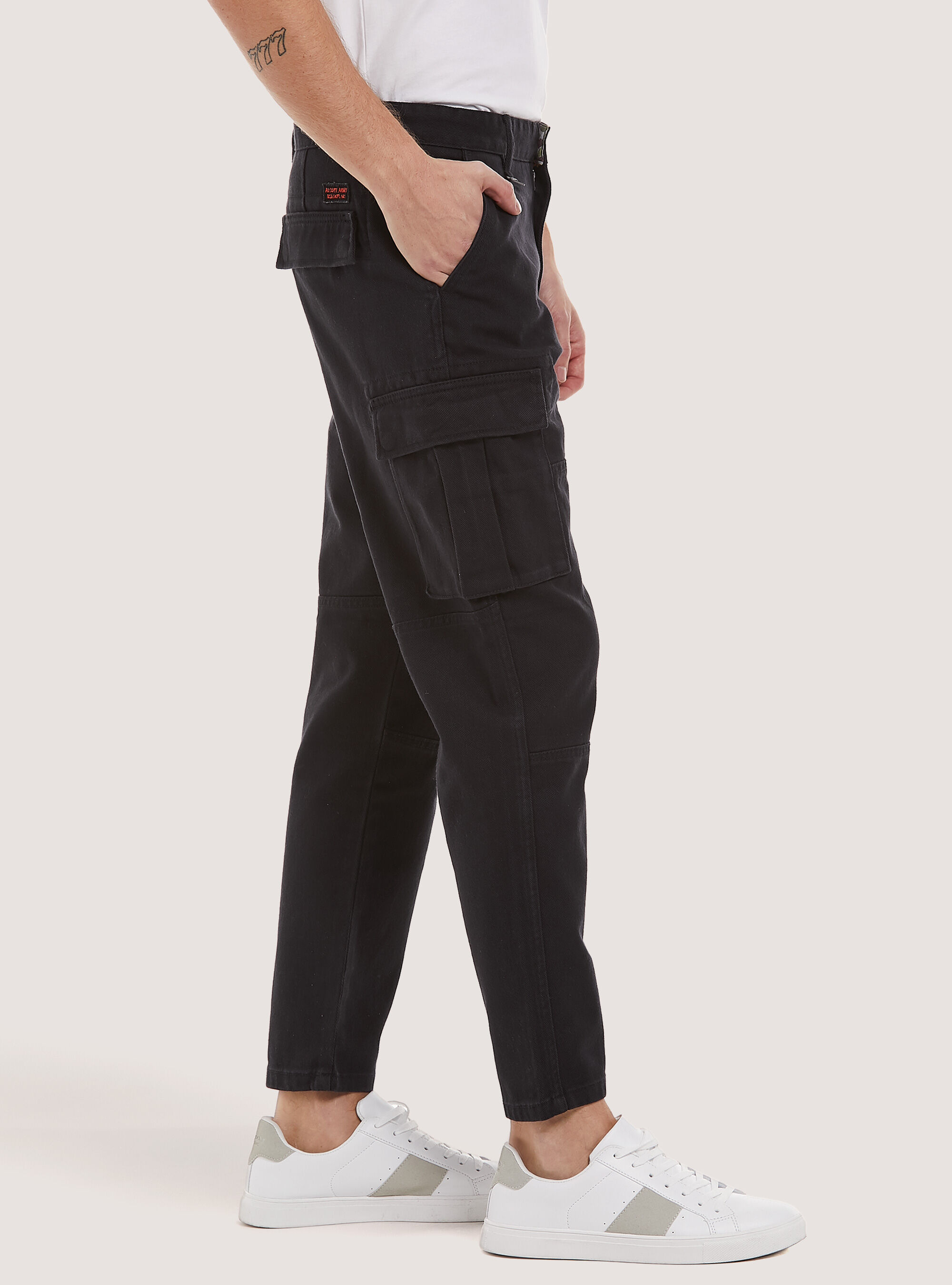 Army twill cargo trousers, BK1 BLACK