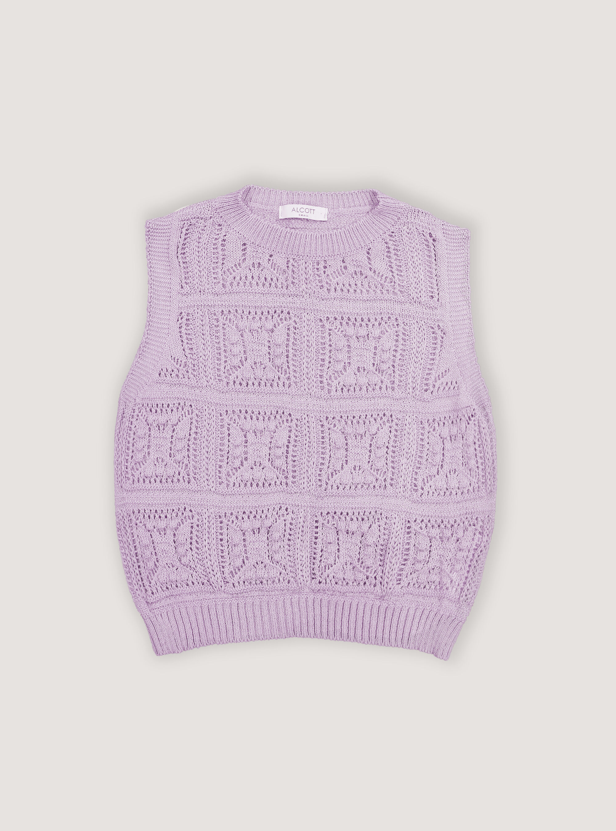 Plain coloured crochet waistcoat, LC1 DARK LILLAC