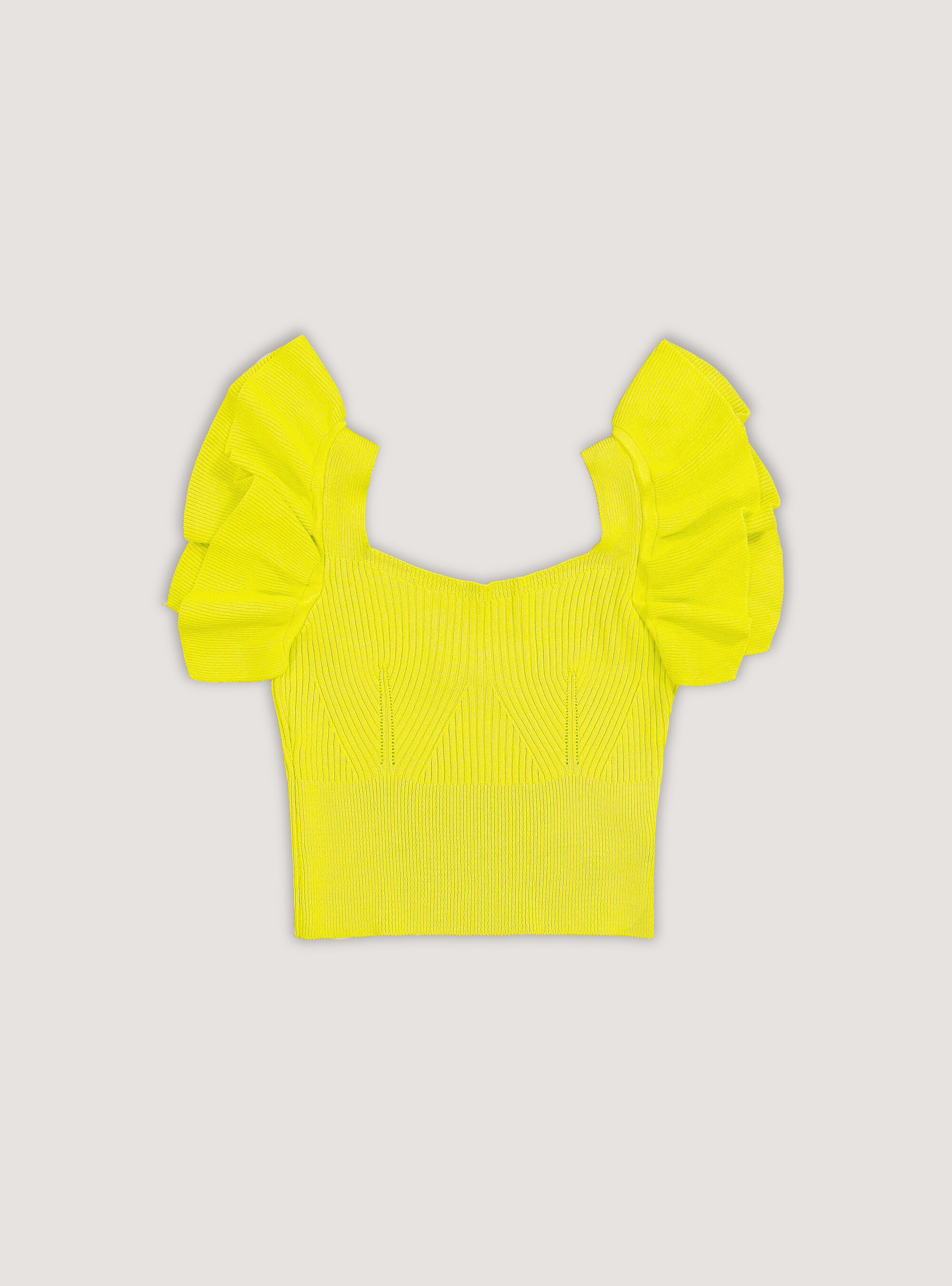 Top cropped con rouches, YE1 DARK YELLOW