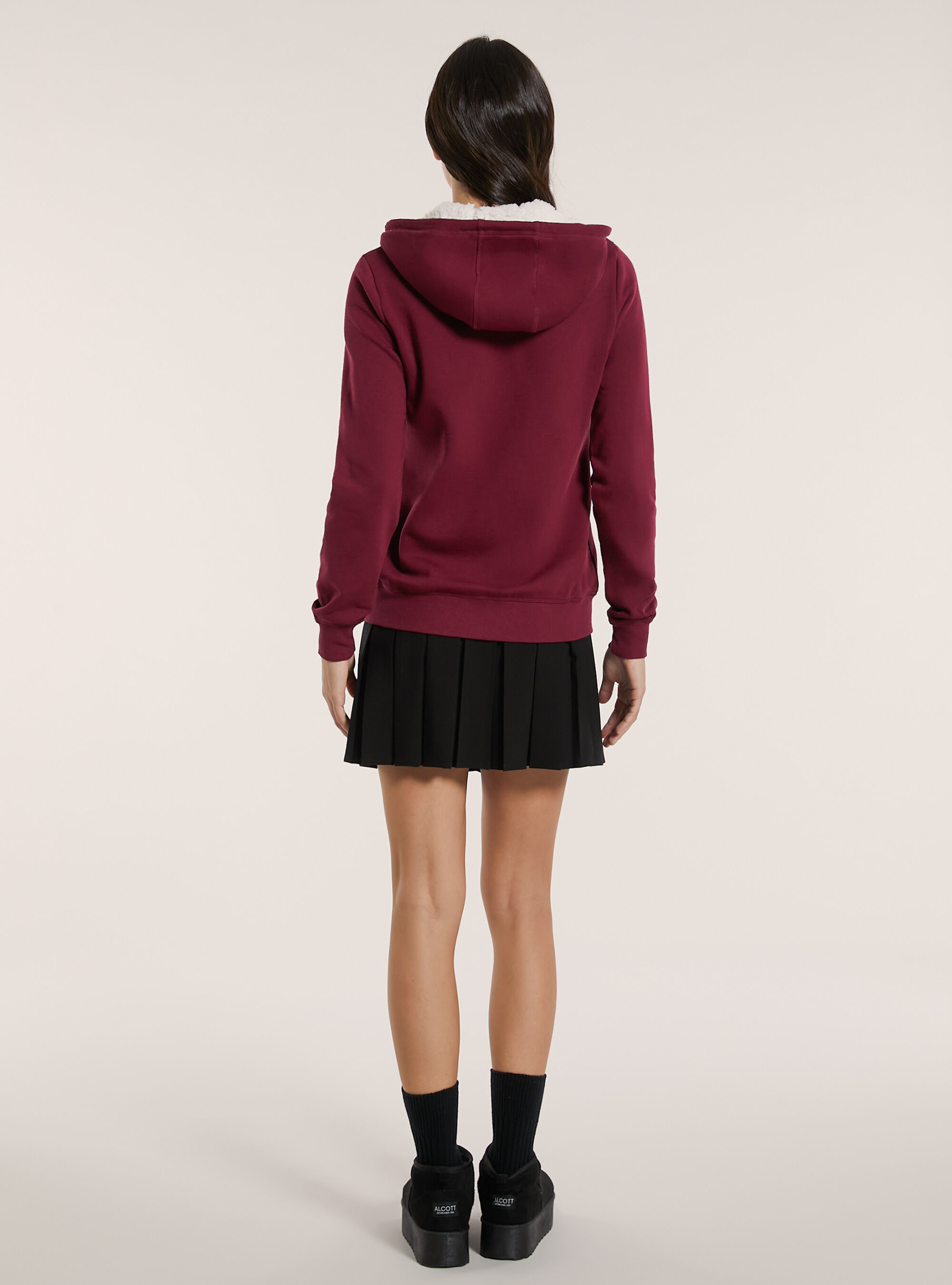 Sweatshirt with zip and faux fur hood, PURPLE