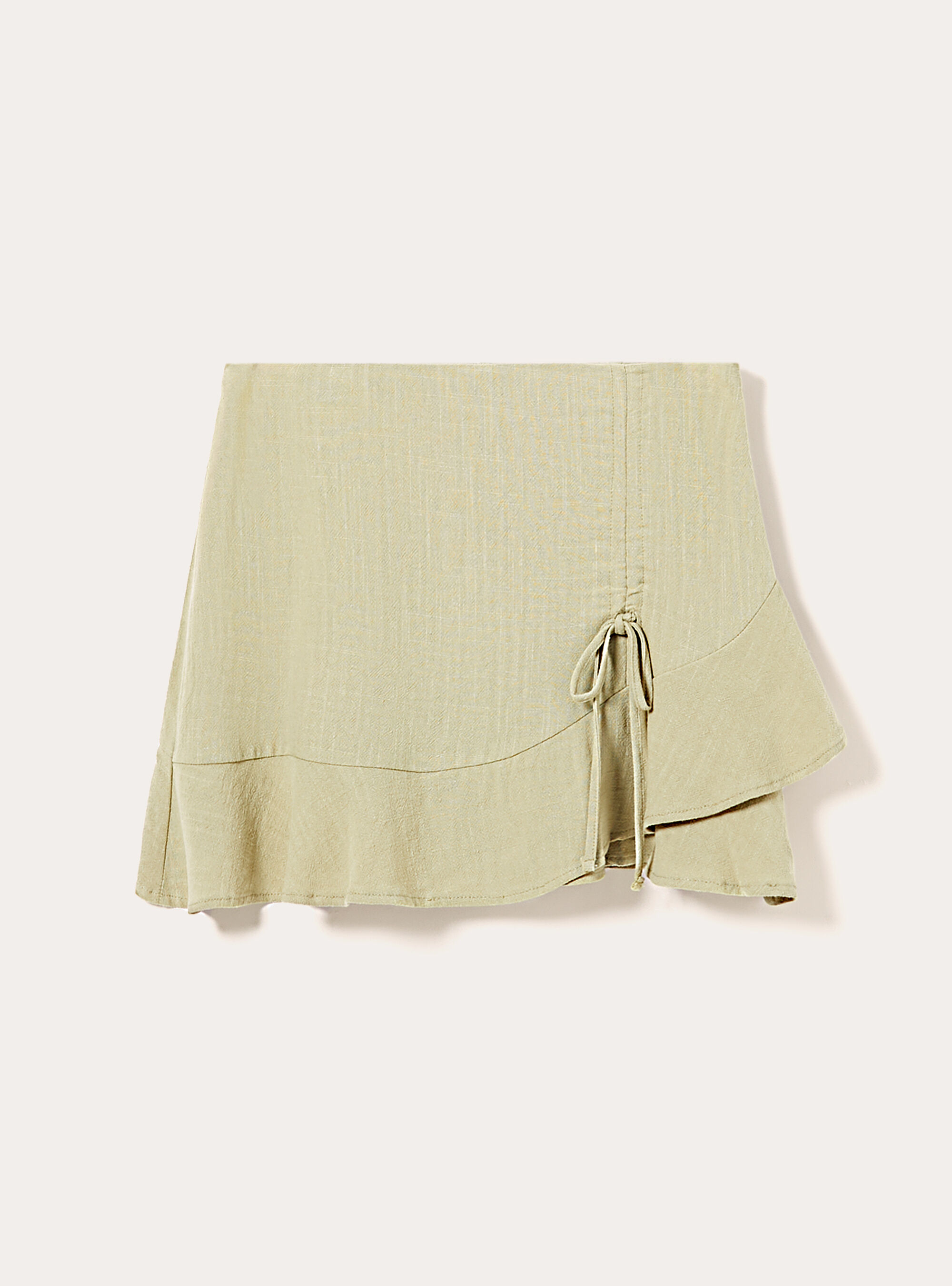 Linen blend mini skort with ruffle, KY3 KAKY LIGHT