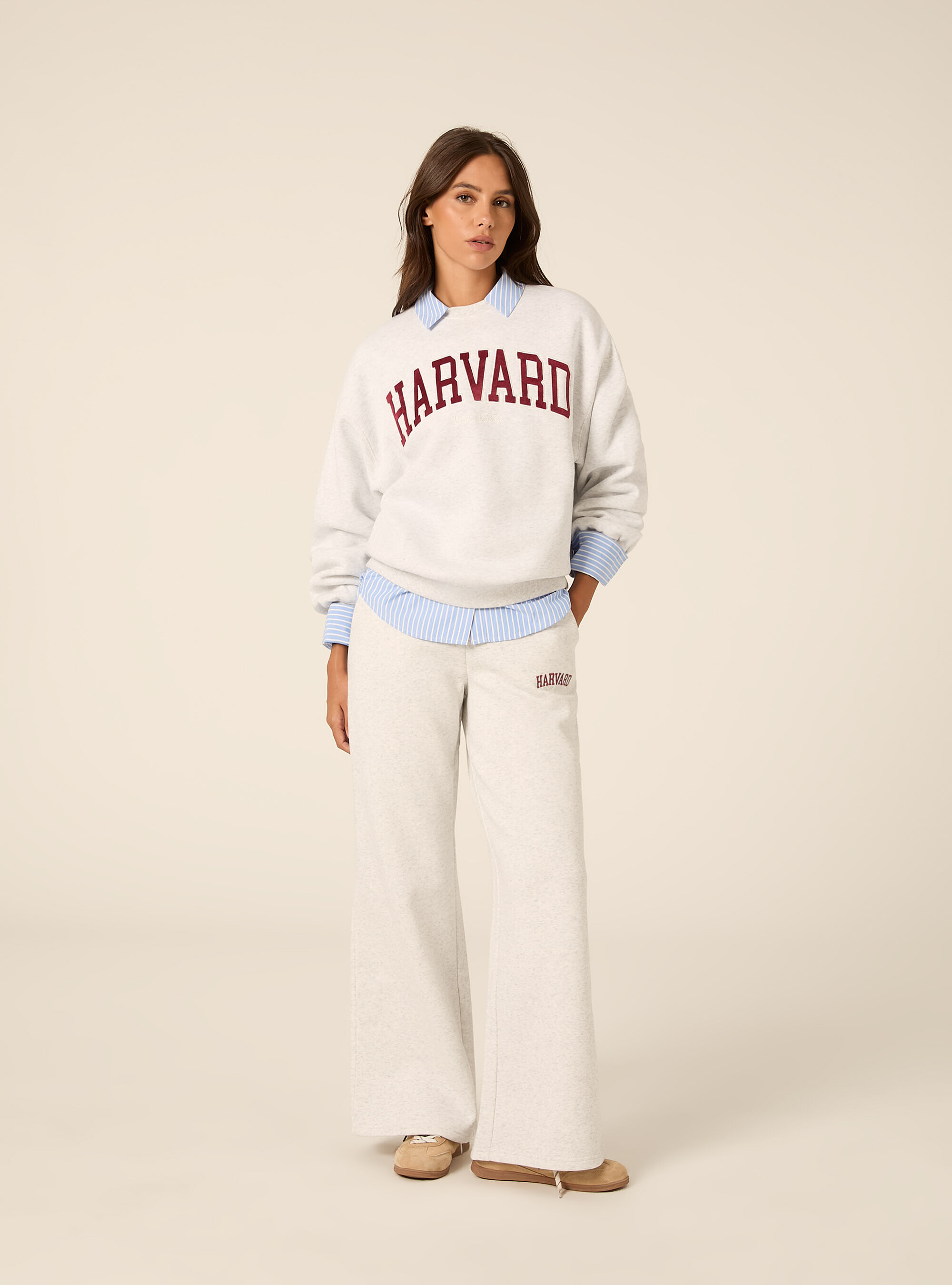 Felpa girocollo harvard, GRIGIO CHIARO MELANGE