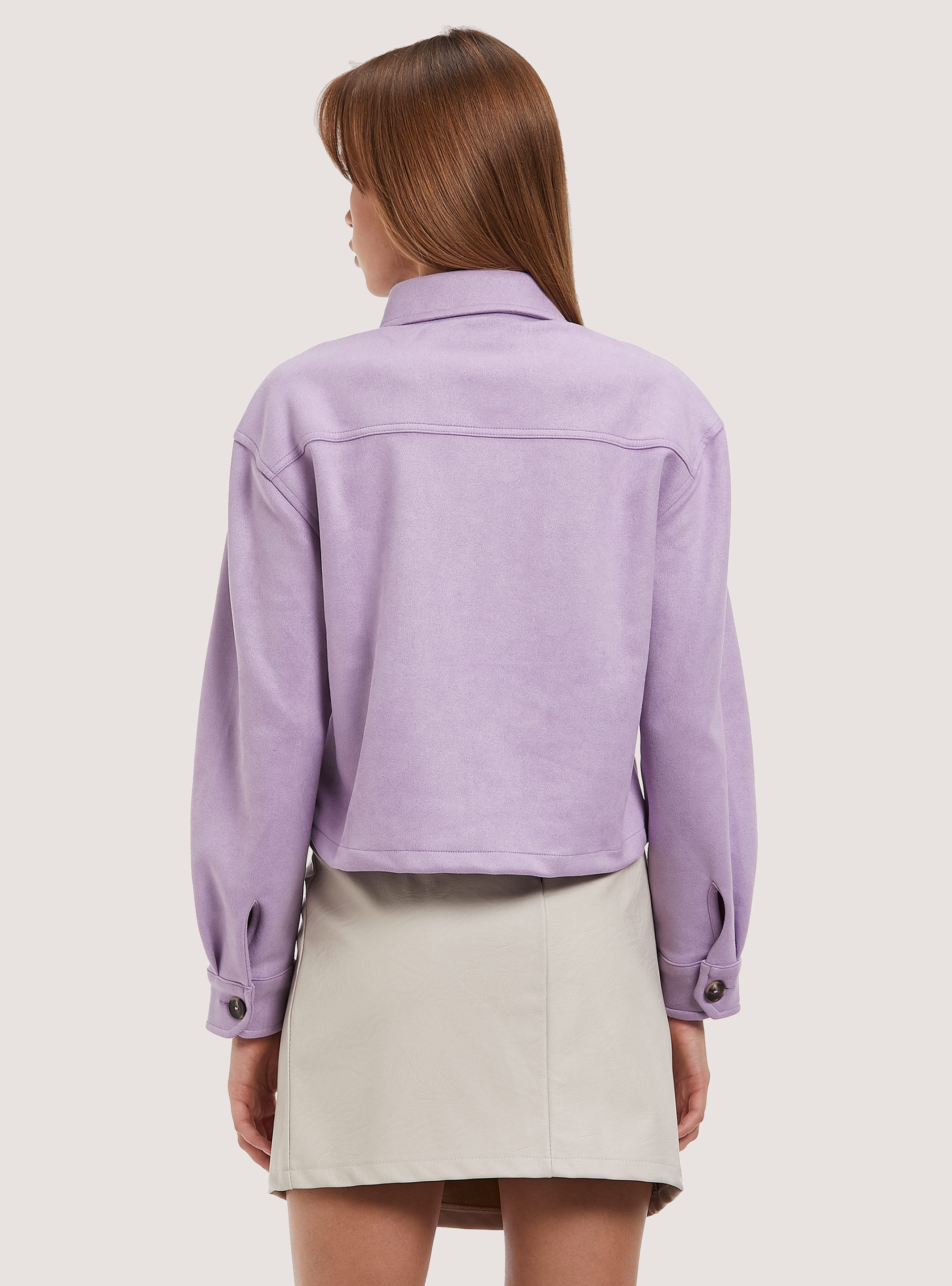 Chaqueta camisera cropped de ante, LC2 LILLAC MEDIUM