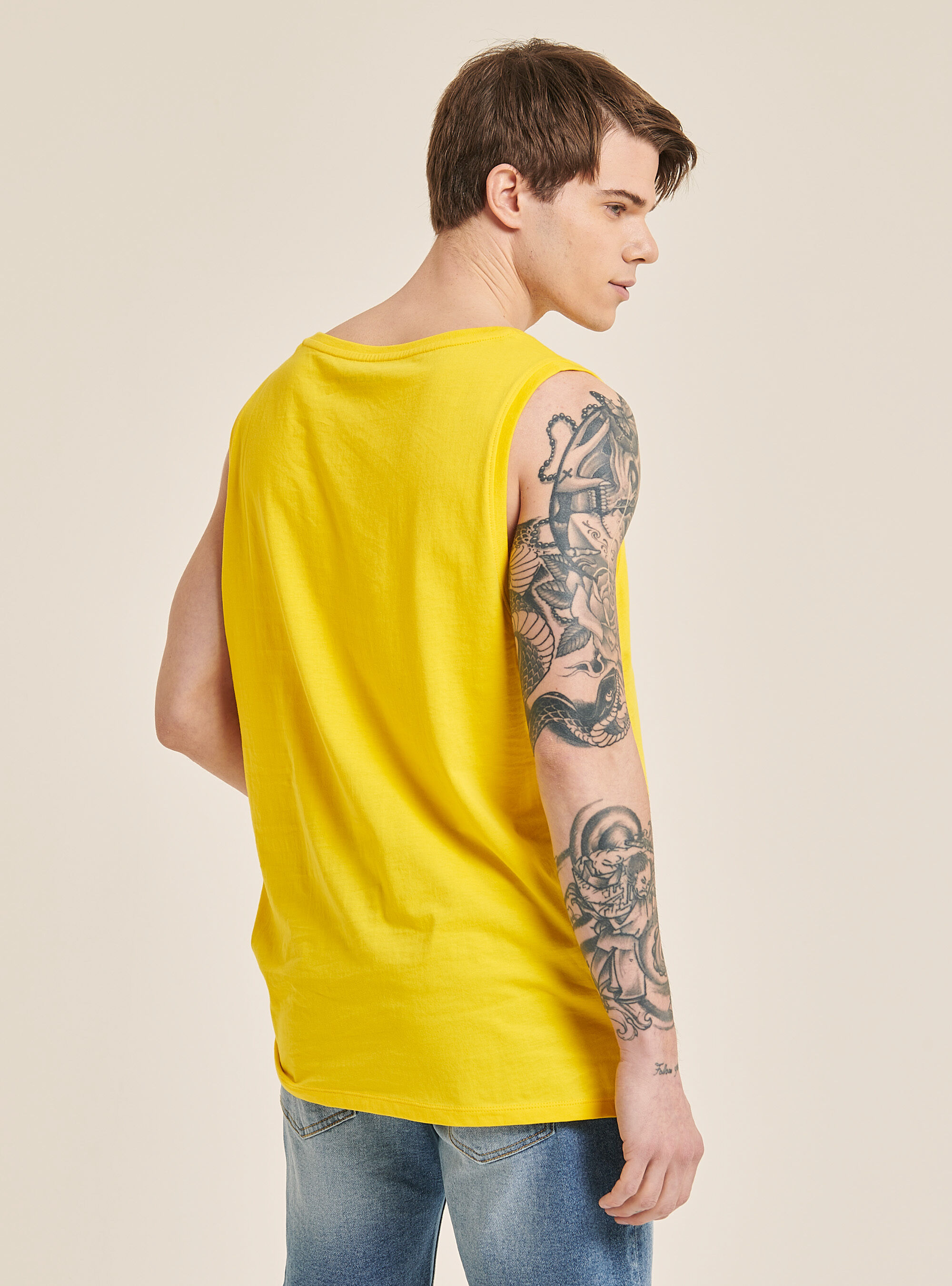 Basic cotton vest top, C7704 YELLOW