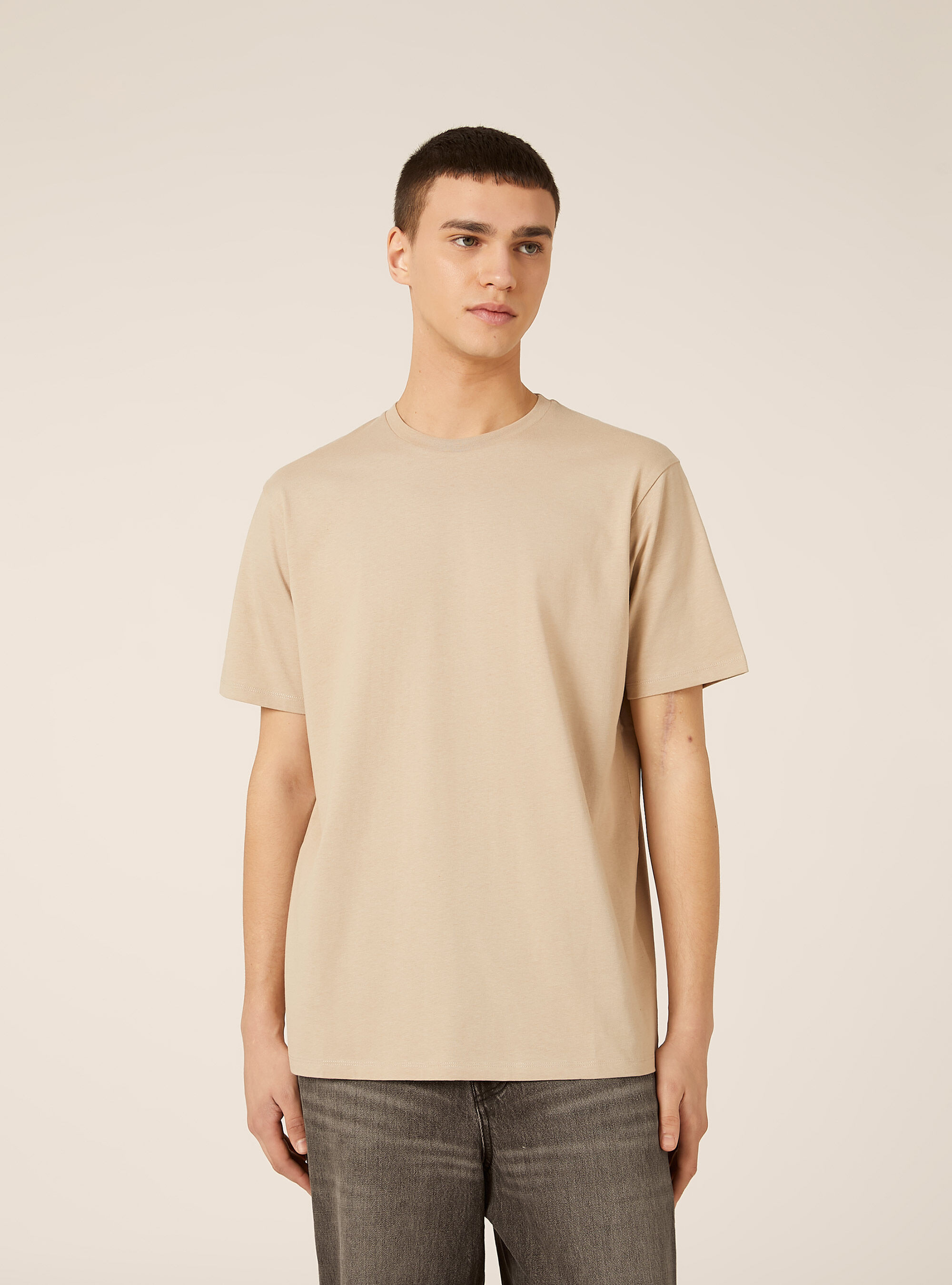 Maglietta girocollo basica, BG2 BEIGE MEDIUM