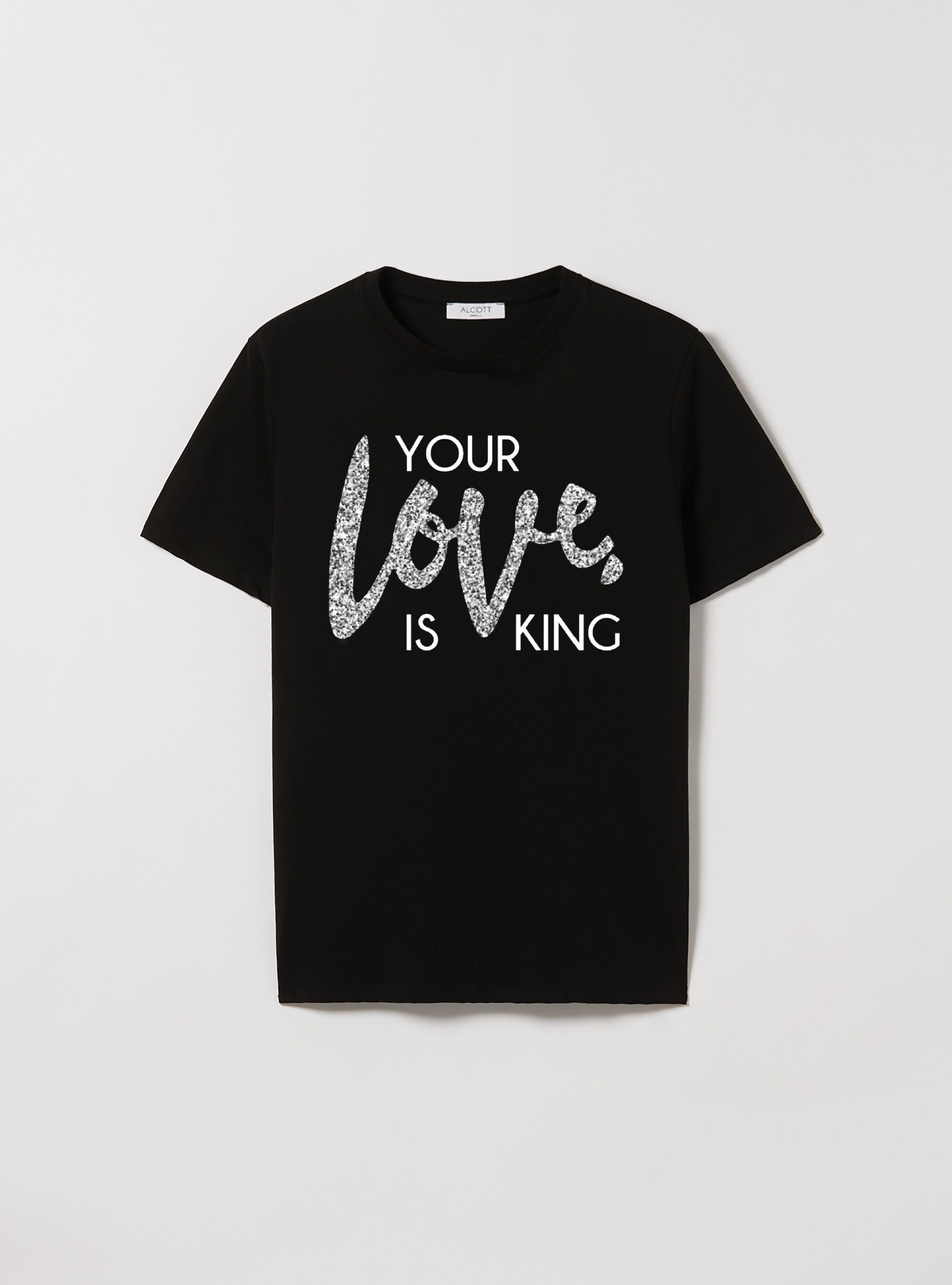 T-shirt with glitter lettering print