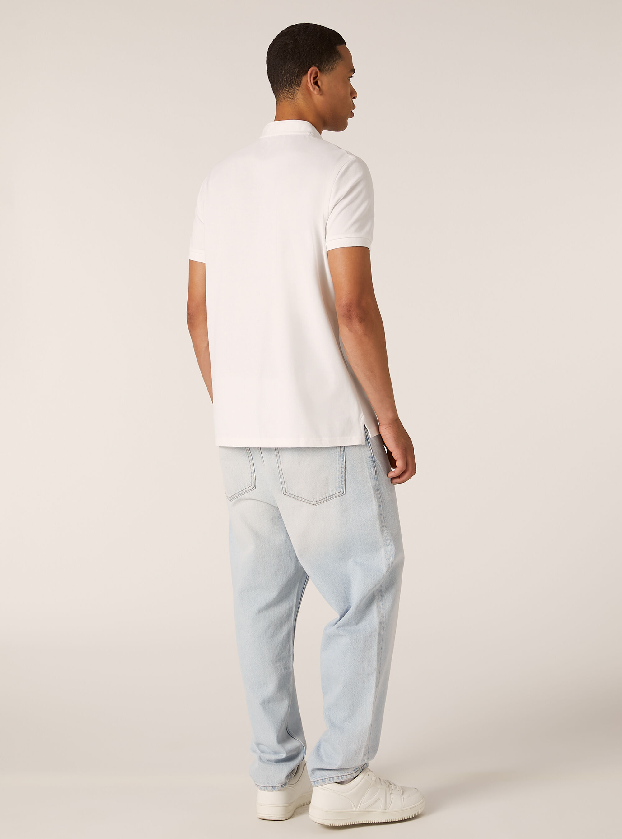 Cotton polo shirt with Korean collar, WH3 WHITE