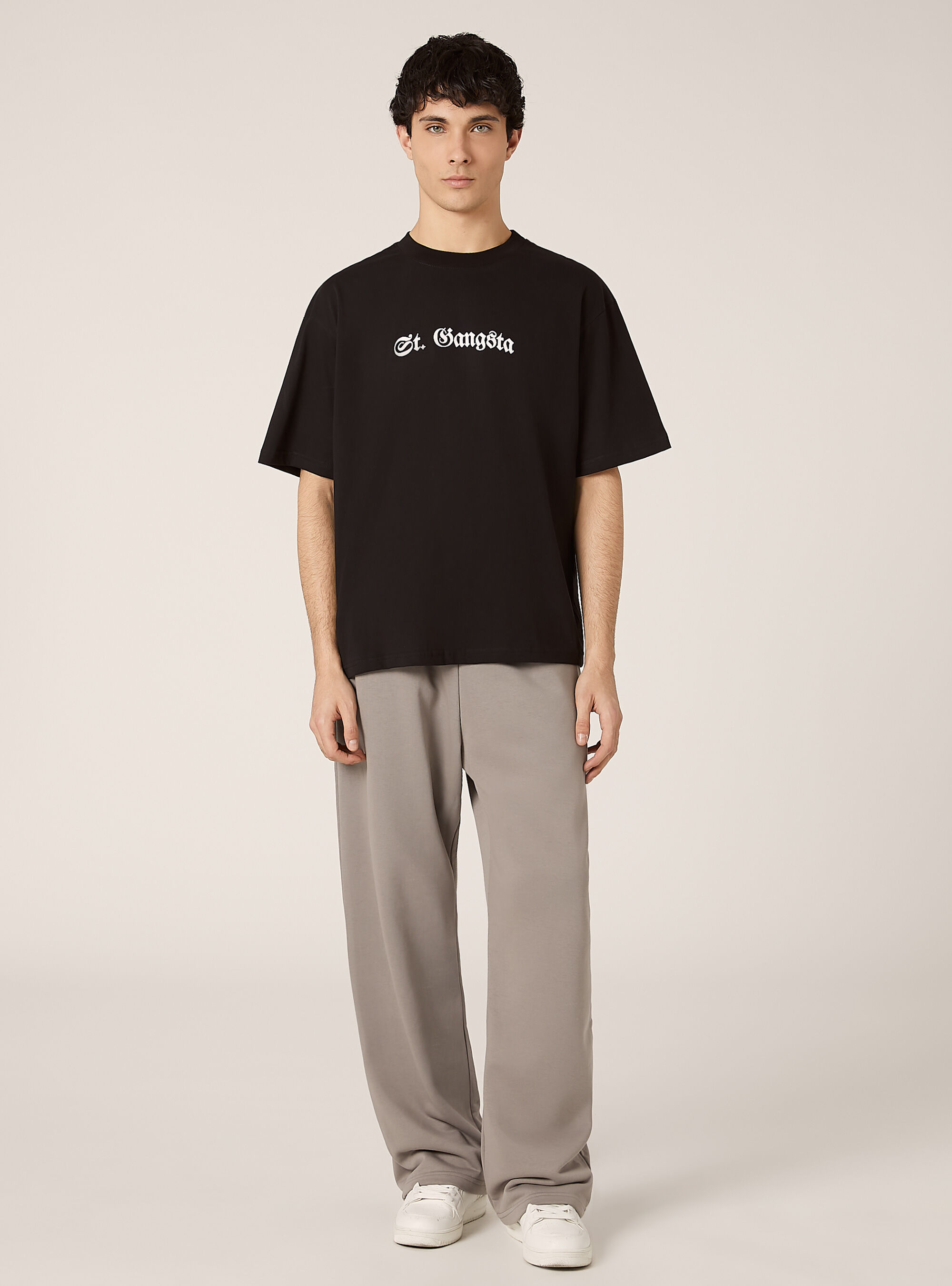 POP STATEMENT print boxy fit t-shirt, BK1 BLACK