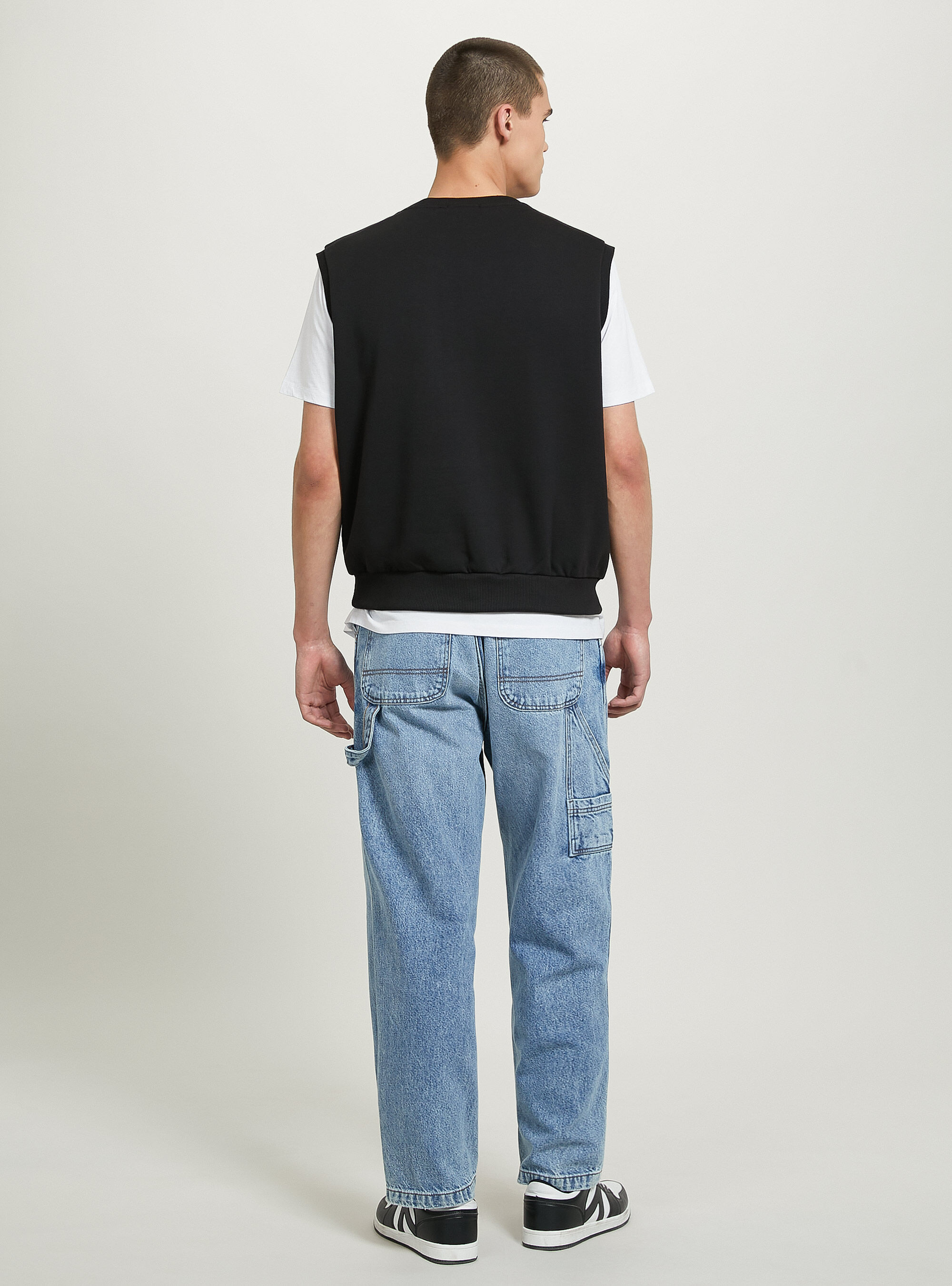 Felpa gilet boxy fit, BK1 BLACK