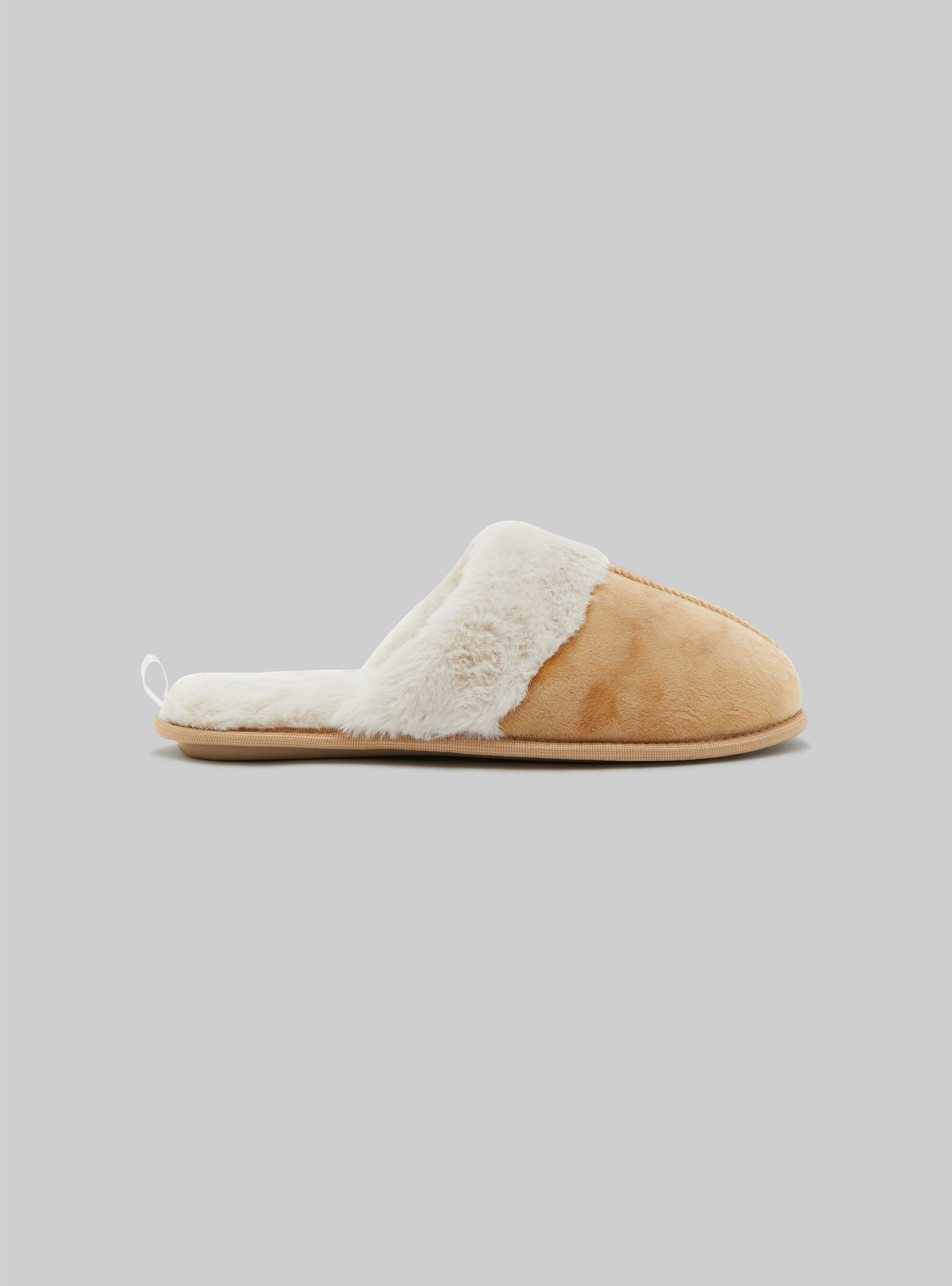 Suede-effect slippers, BG2 BEIGE MEDIUM