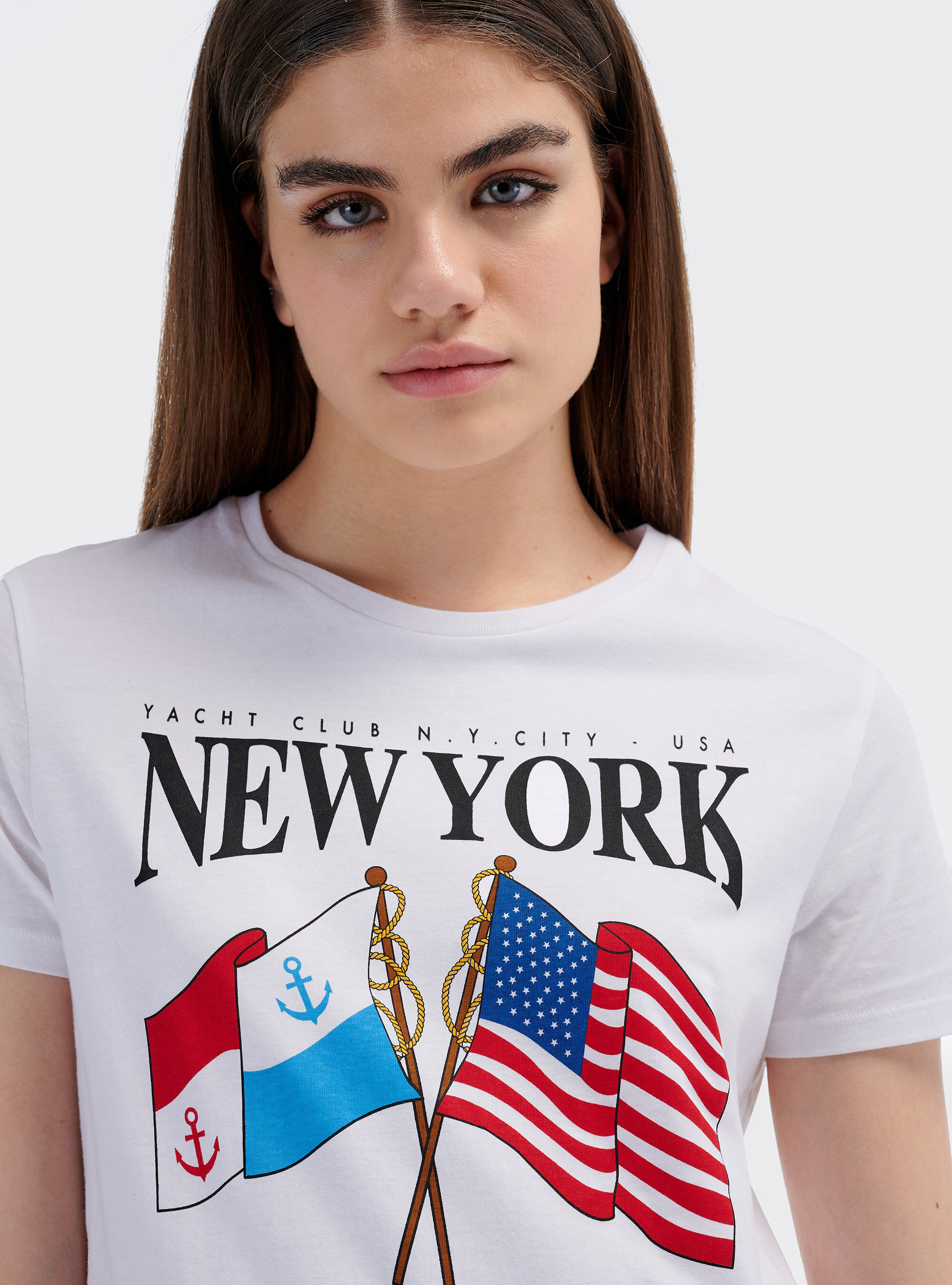 Maglietta con stampa New York, WHITE