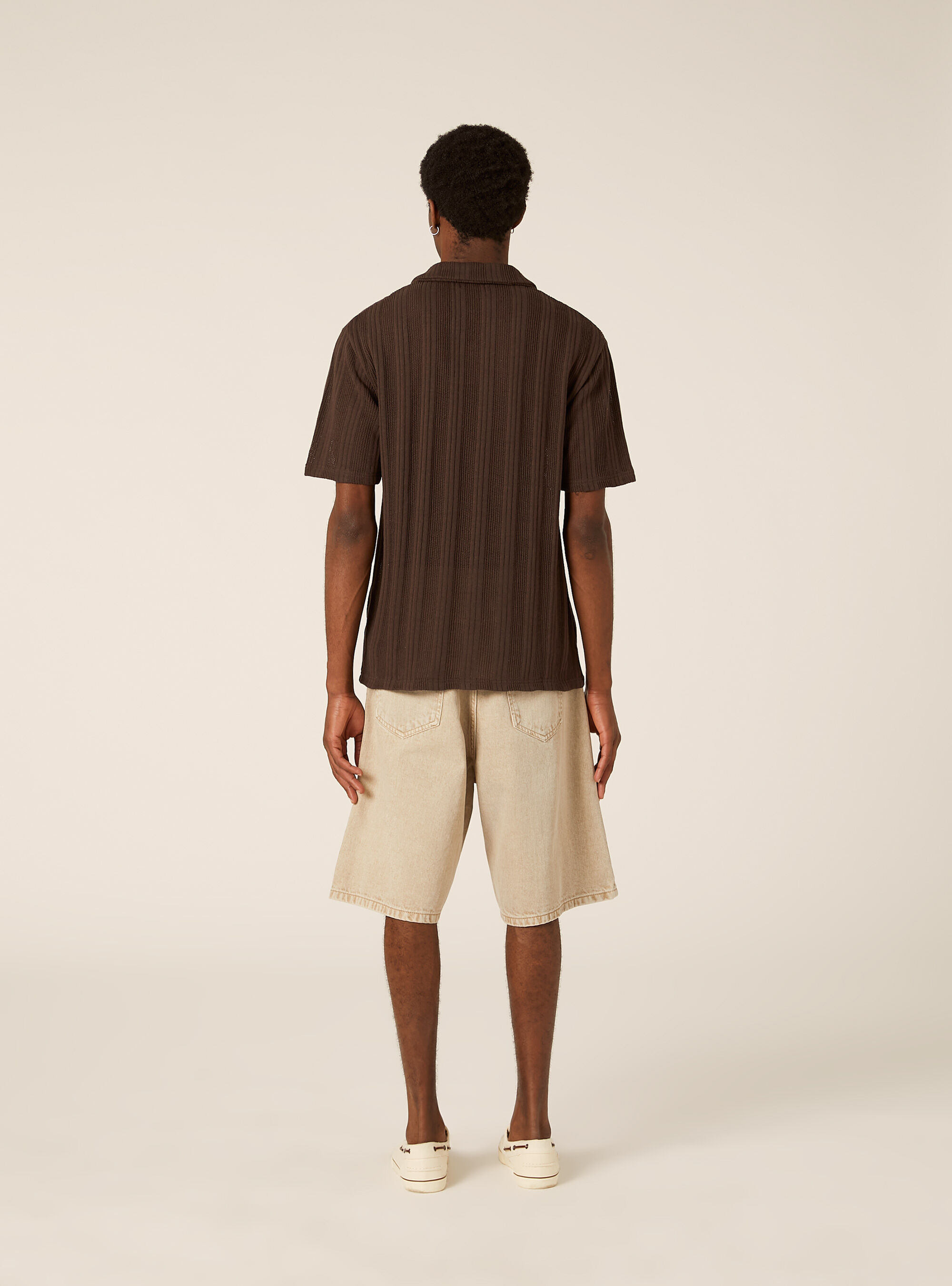 Polo maglia maniche corte traforata, BR1 BROWN DARK