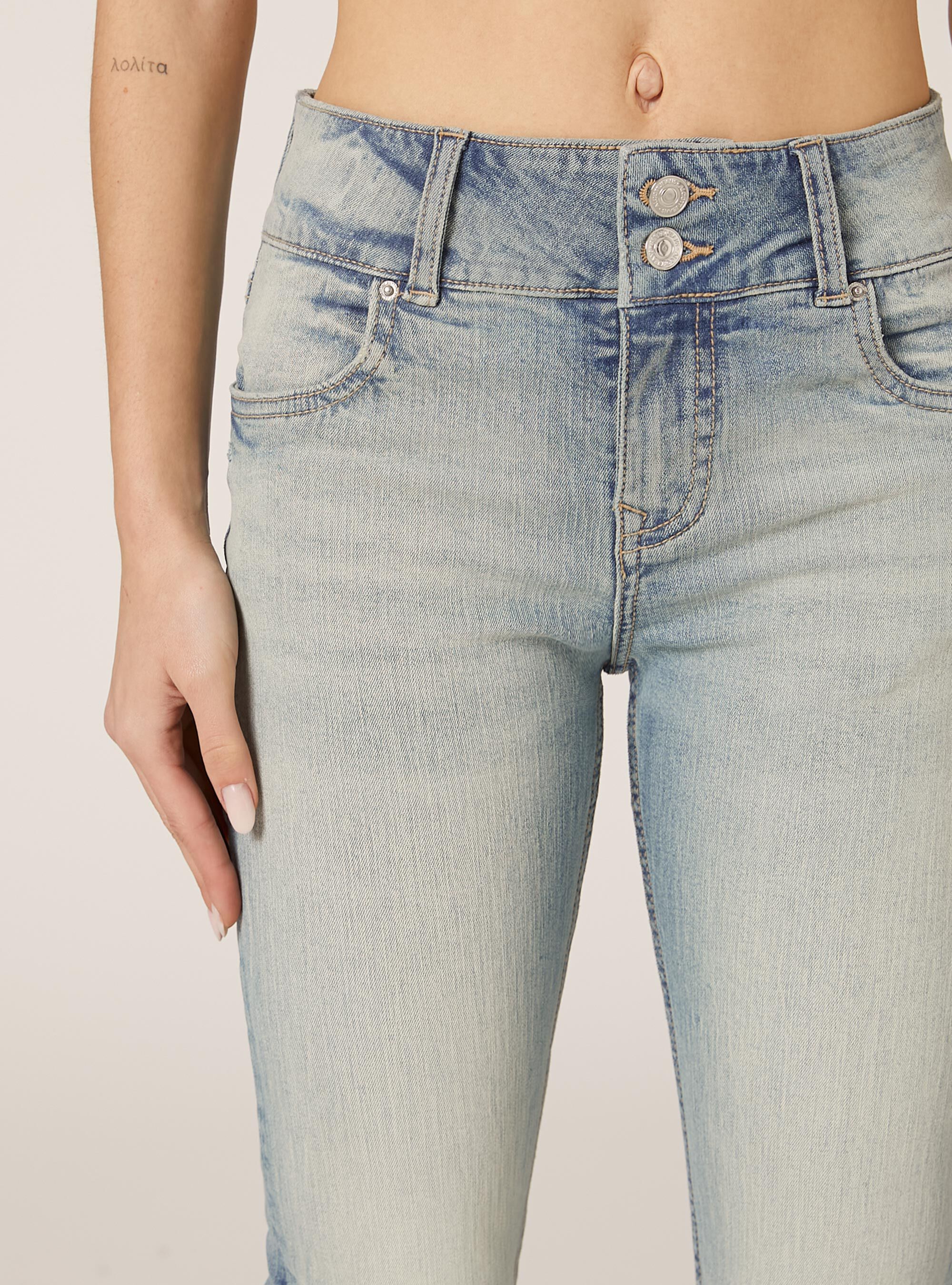 Jean bootcut skinny taille basse, D006 AZURE