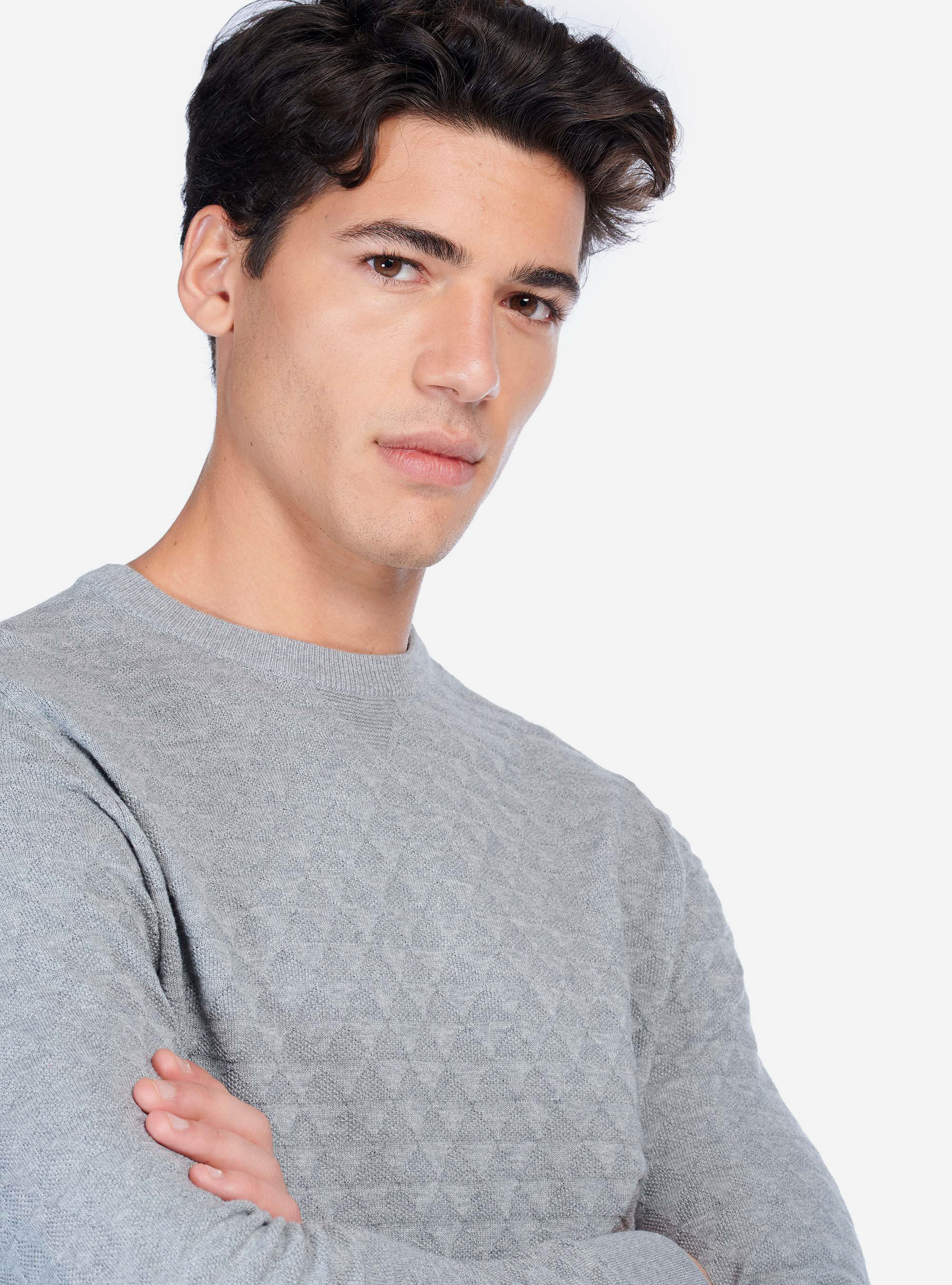 BASIC PULLOVER, GREY MELANGE