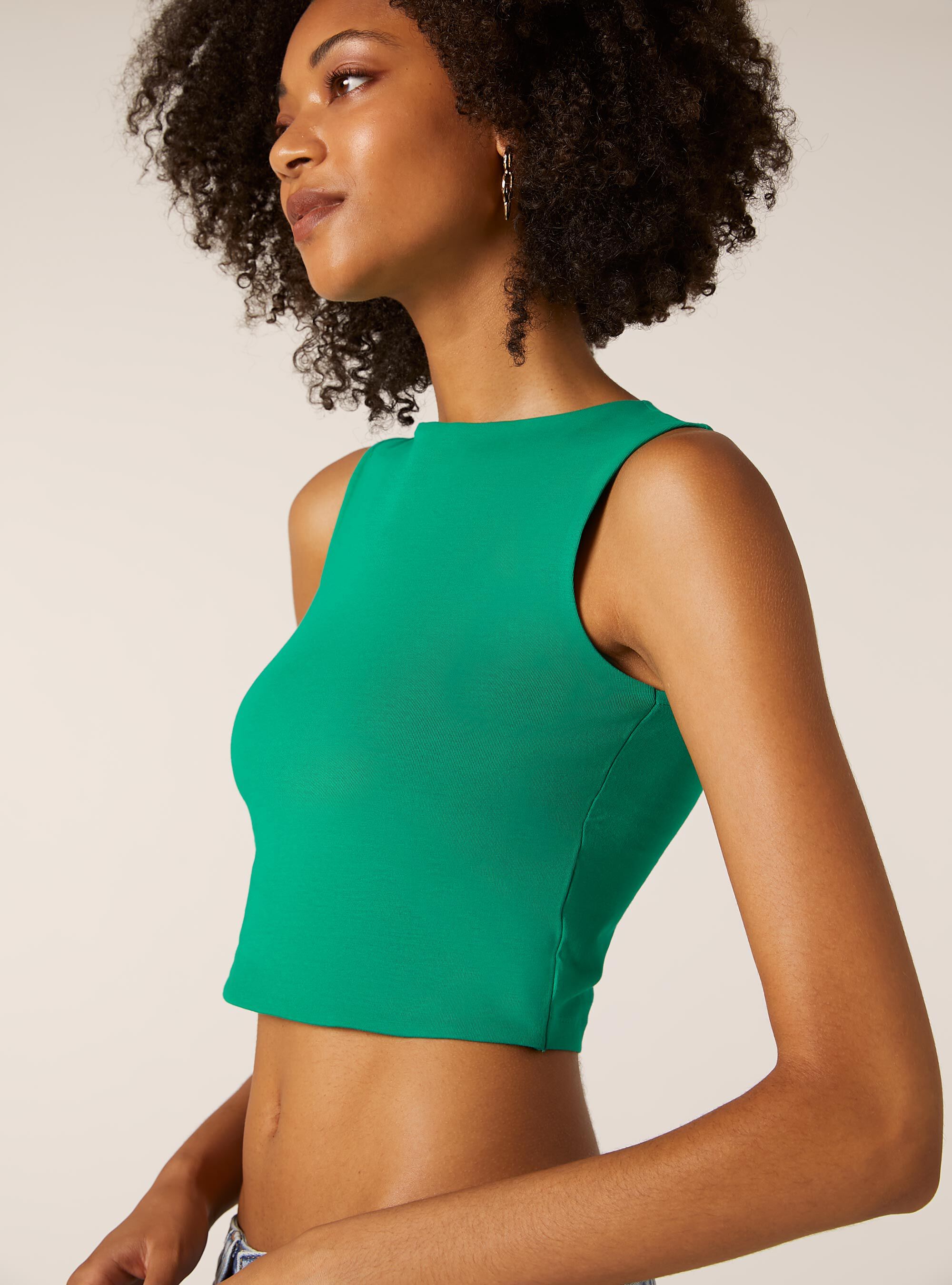 Top basic in cotone elasticizzato, GN2 GREEN MEDIUM