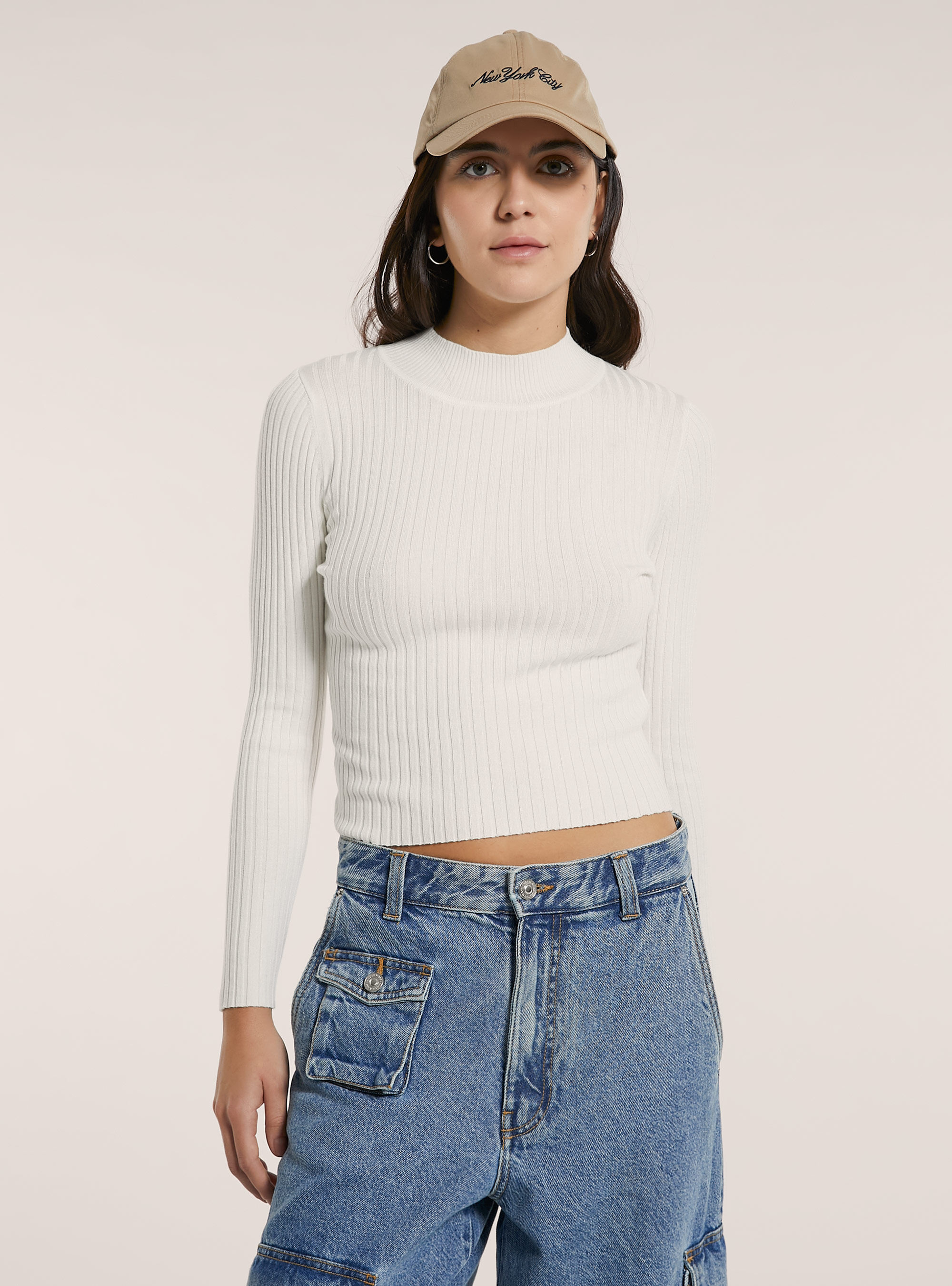 Maglia cropped a coste mezzo collo Alcott Women s Sweaters