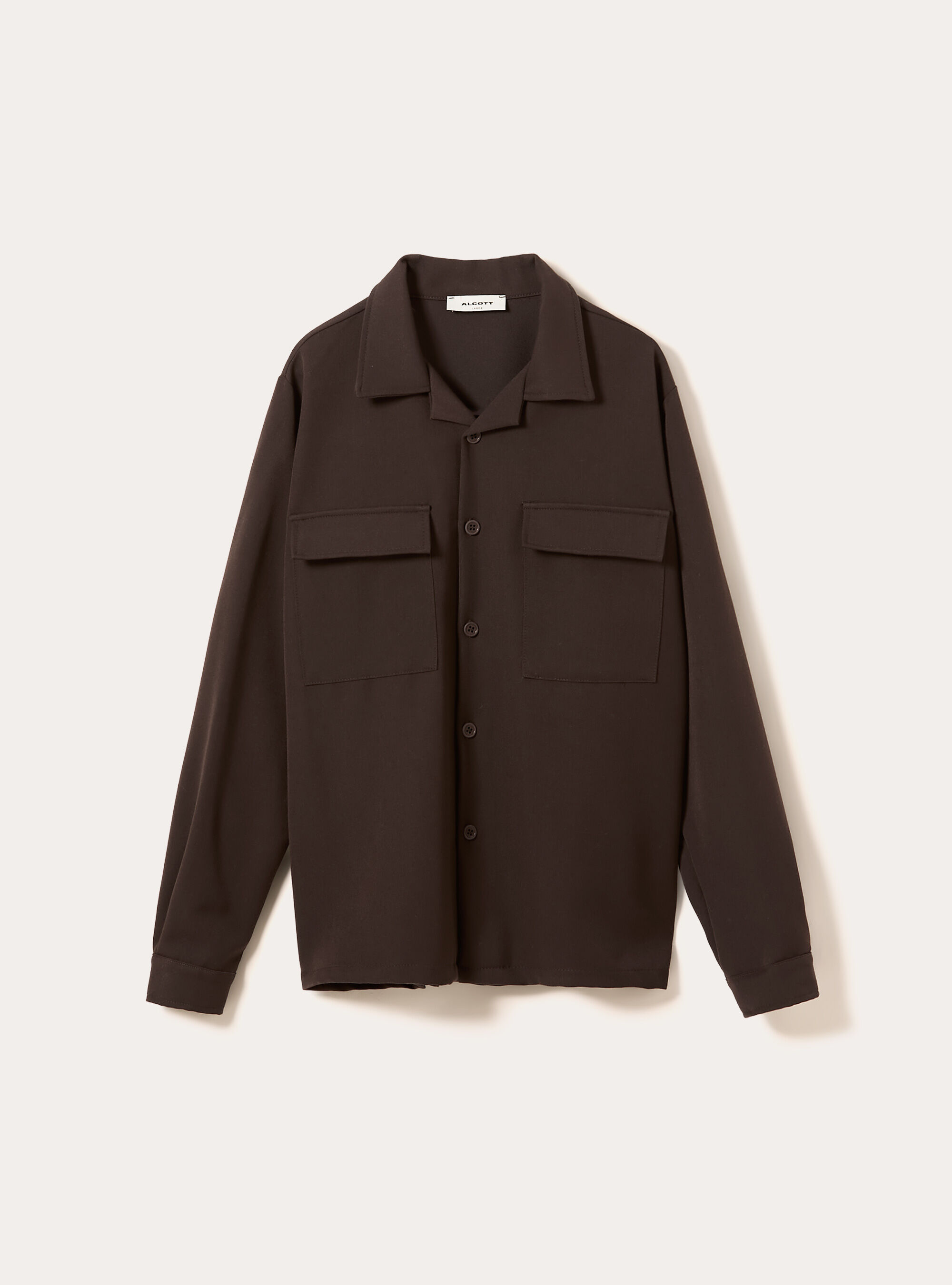 Camicia basic con tasconi, BR1 BROWN DARK