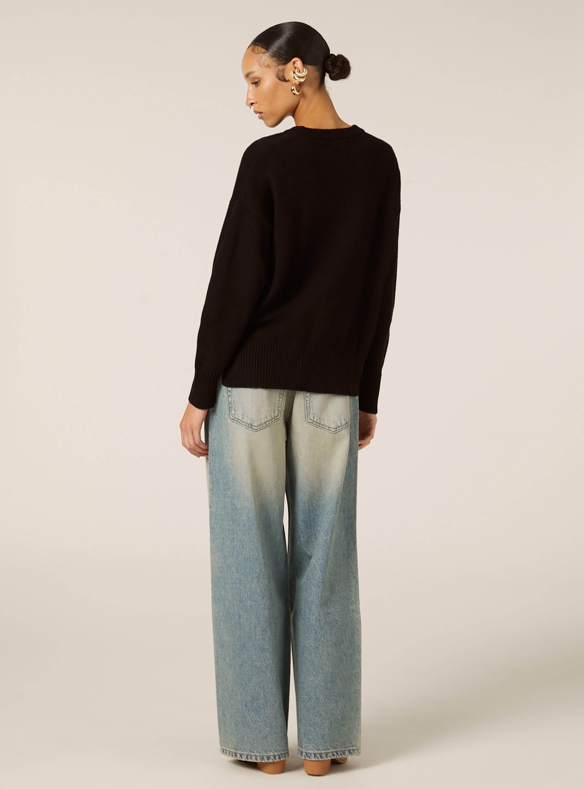 Basic crew neck jumper, BK1 BLACK