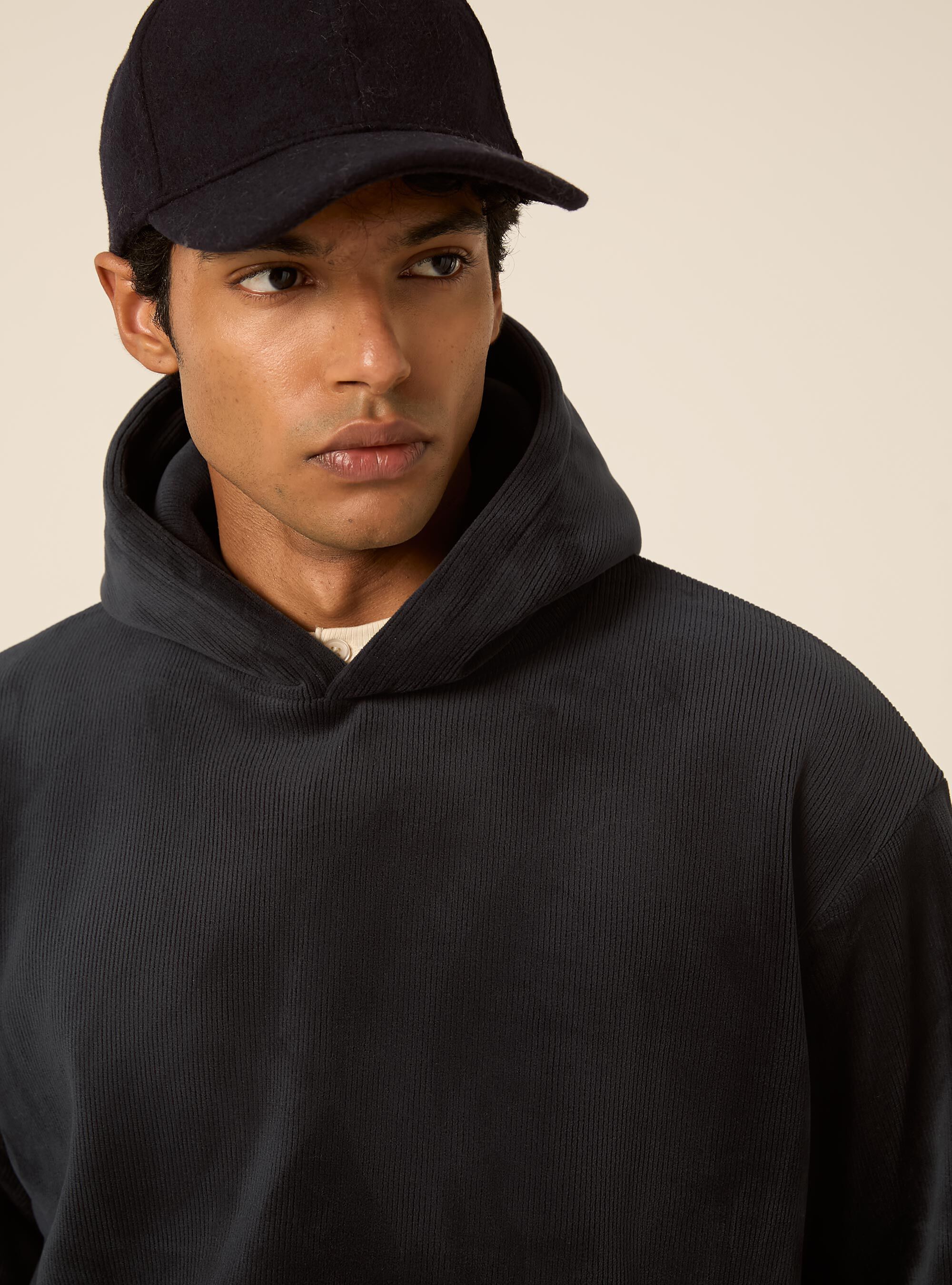 Sweat a capuche en velours cotele avec poche kangourou, NA2 NAVY MEDIUM