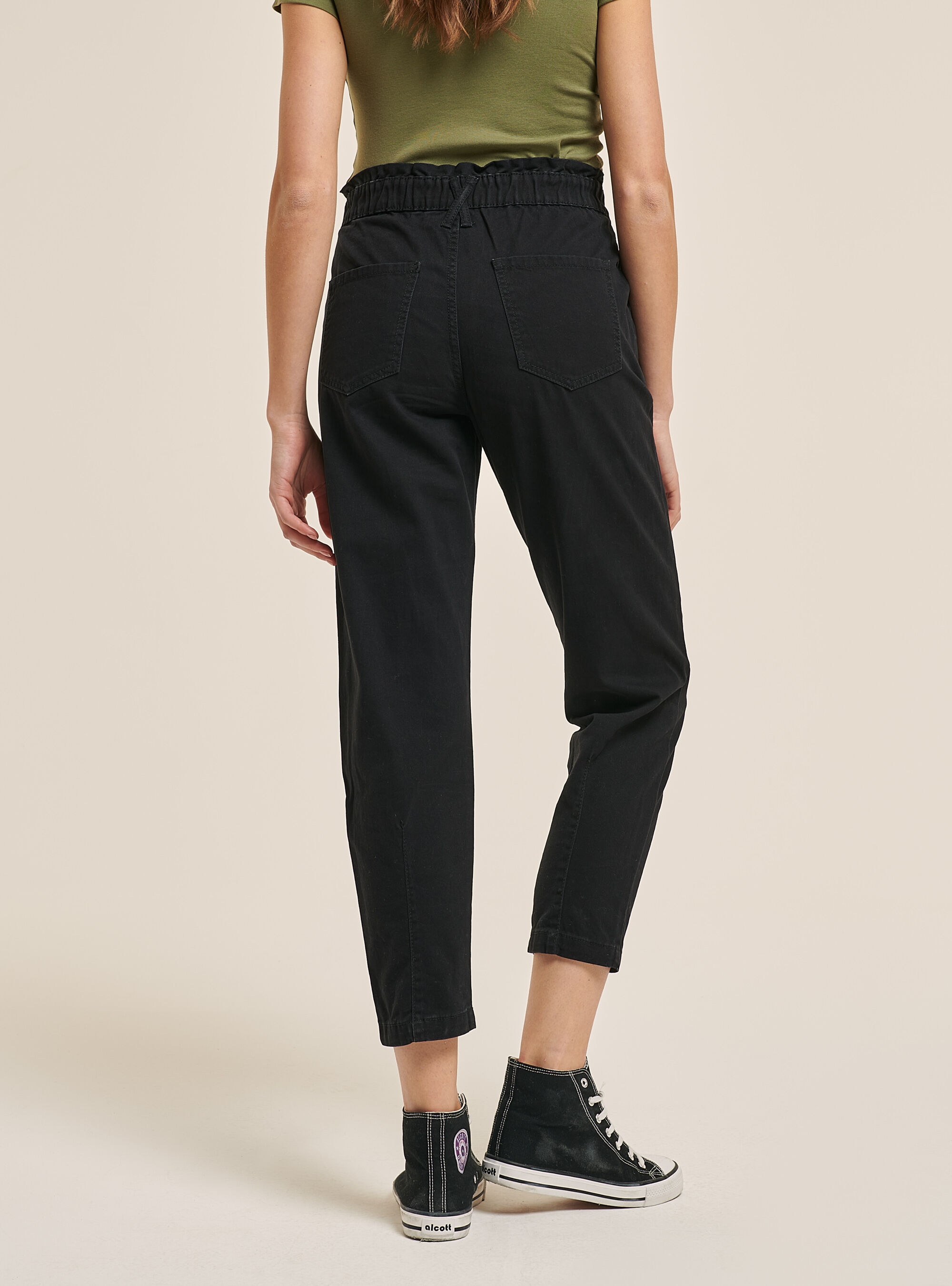 Cotton baggy trousers, BLACK