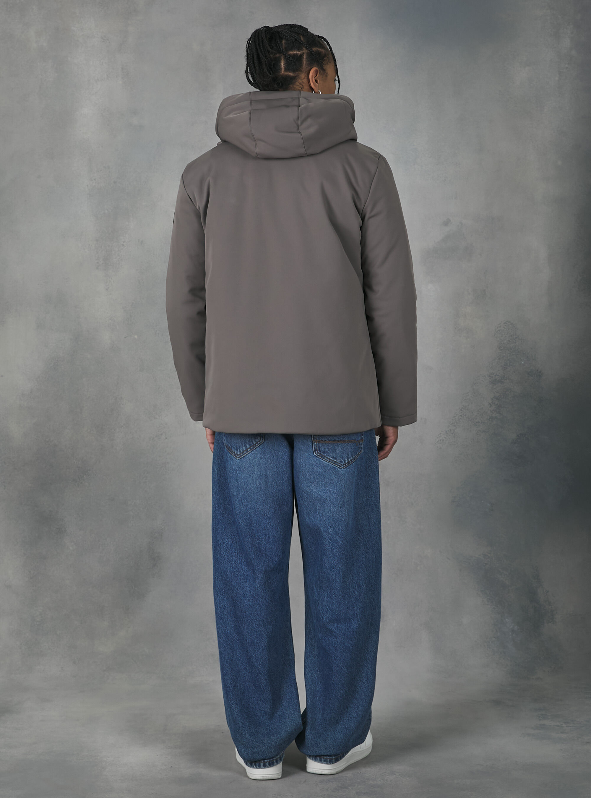 Technical fabric jacket with recycled padding, BR3 BROWN LIGHT