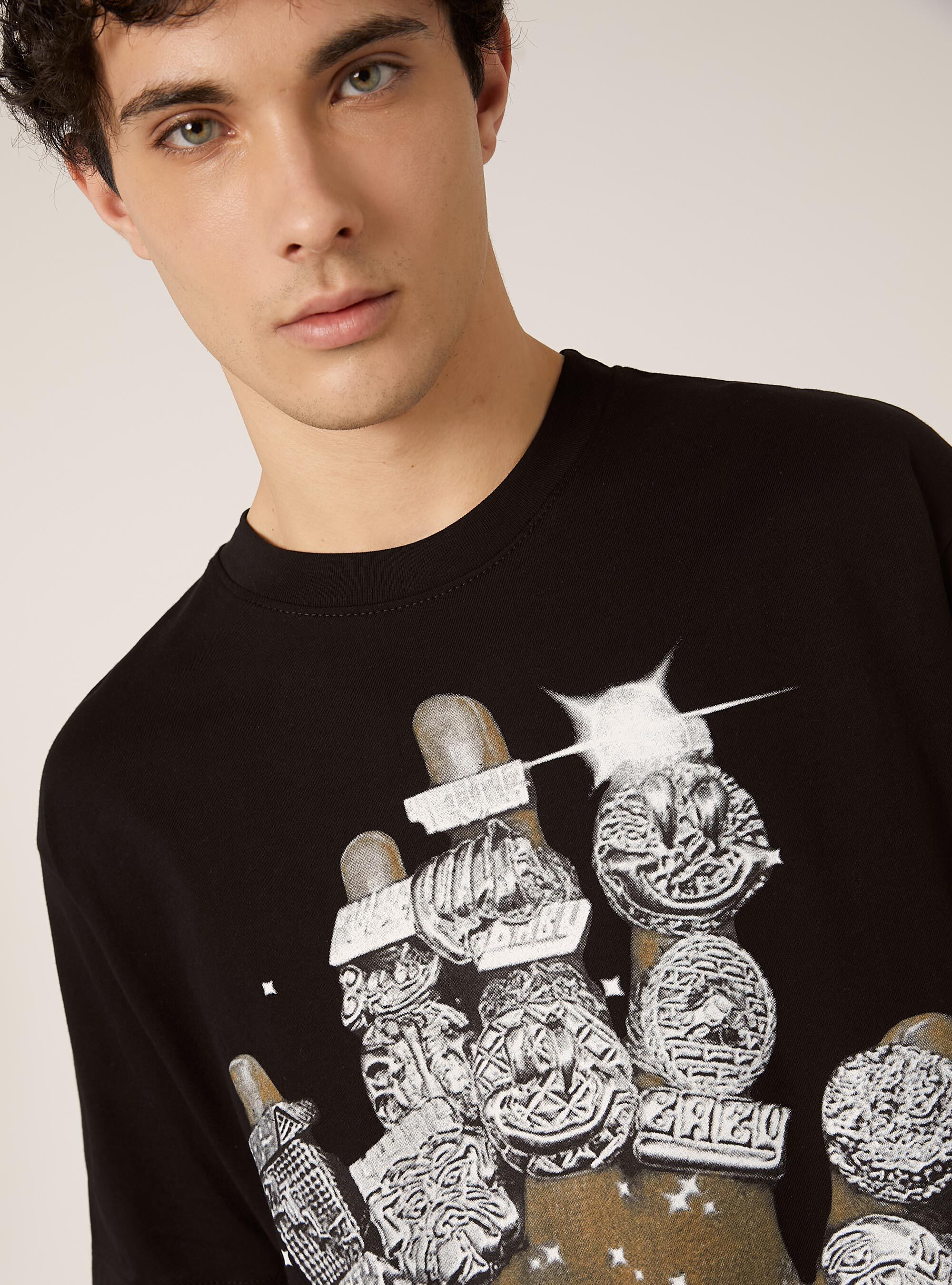 Camiseta boxy fit con estampado POP STATEMENT, BK1 BLACK