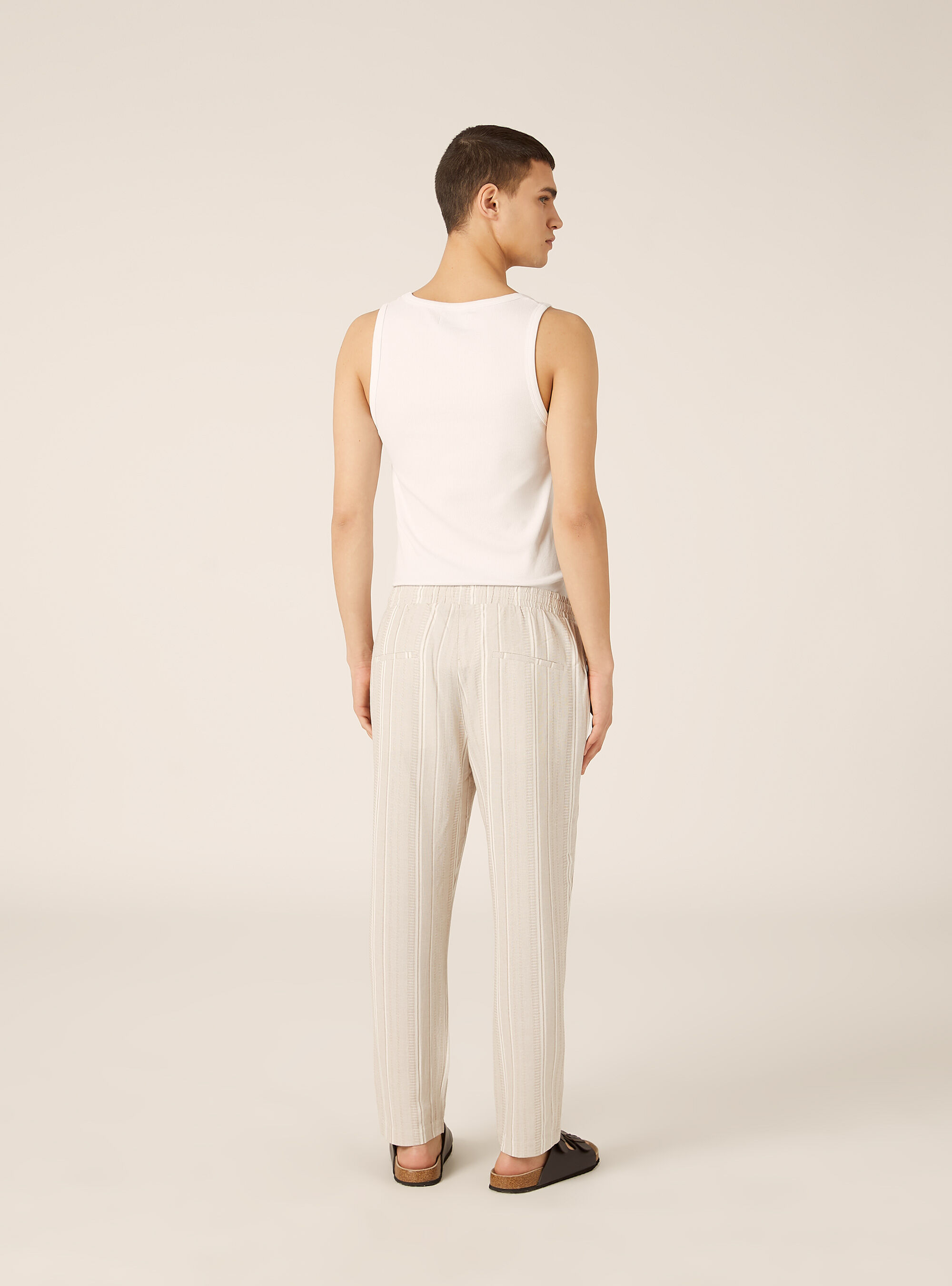 Pantaloni jogger in misto lino testurizzato, CR3 CREAM LIGHT